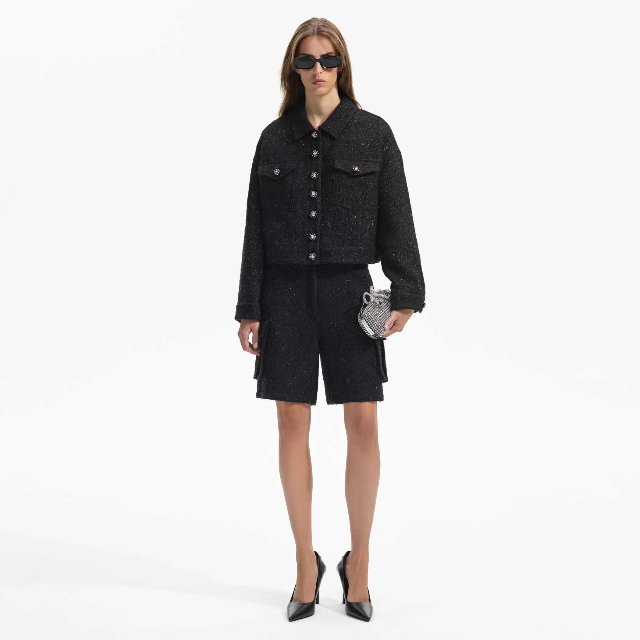 Self-Portrait > Black Boucle Oversized Jacket