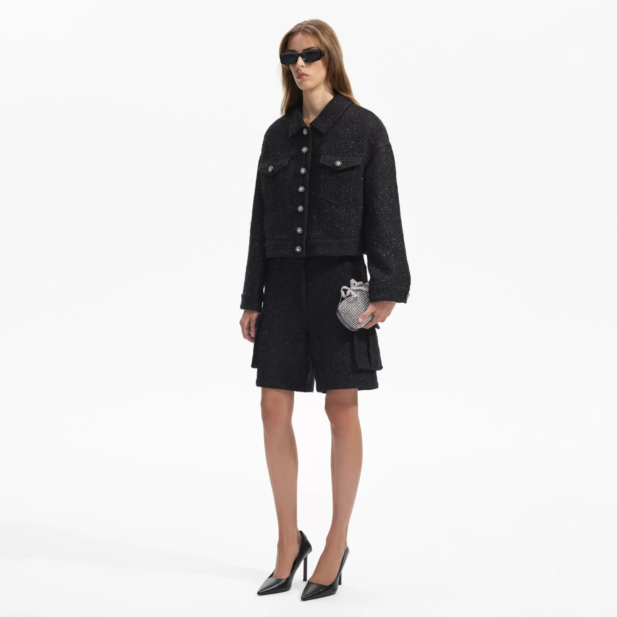 Self-Portrait > Black Boucle Oversized Jacket