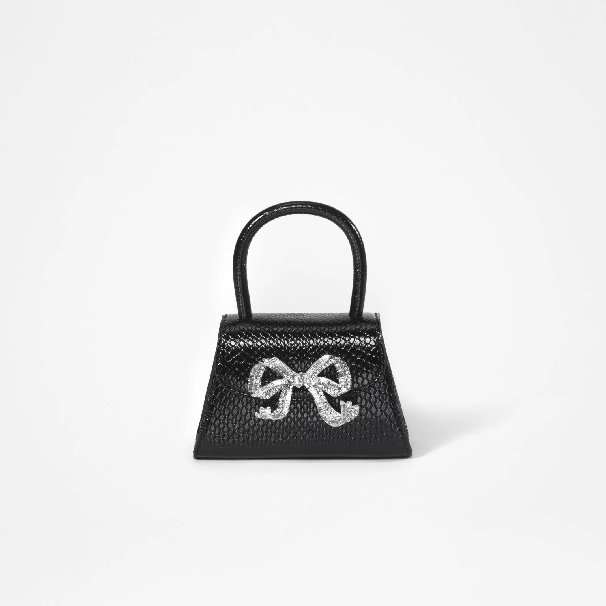 Self-Portrait > Black Python Diamante Bow Micro Bag