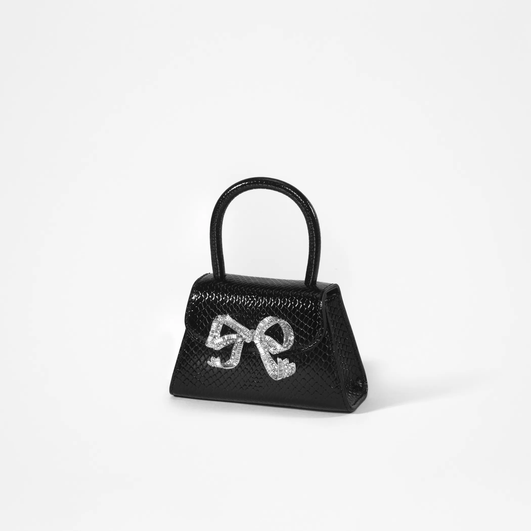 Self-Portrait > Black Python Diamante Bow Micro Bag