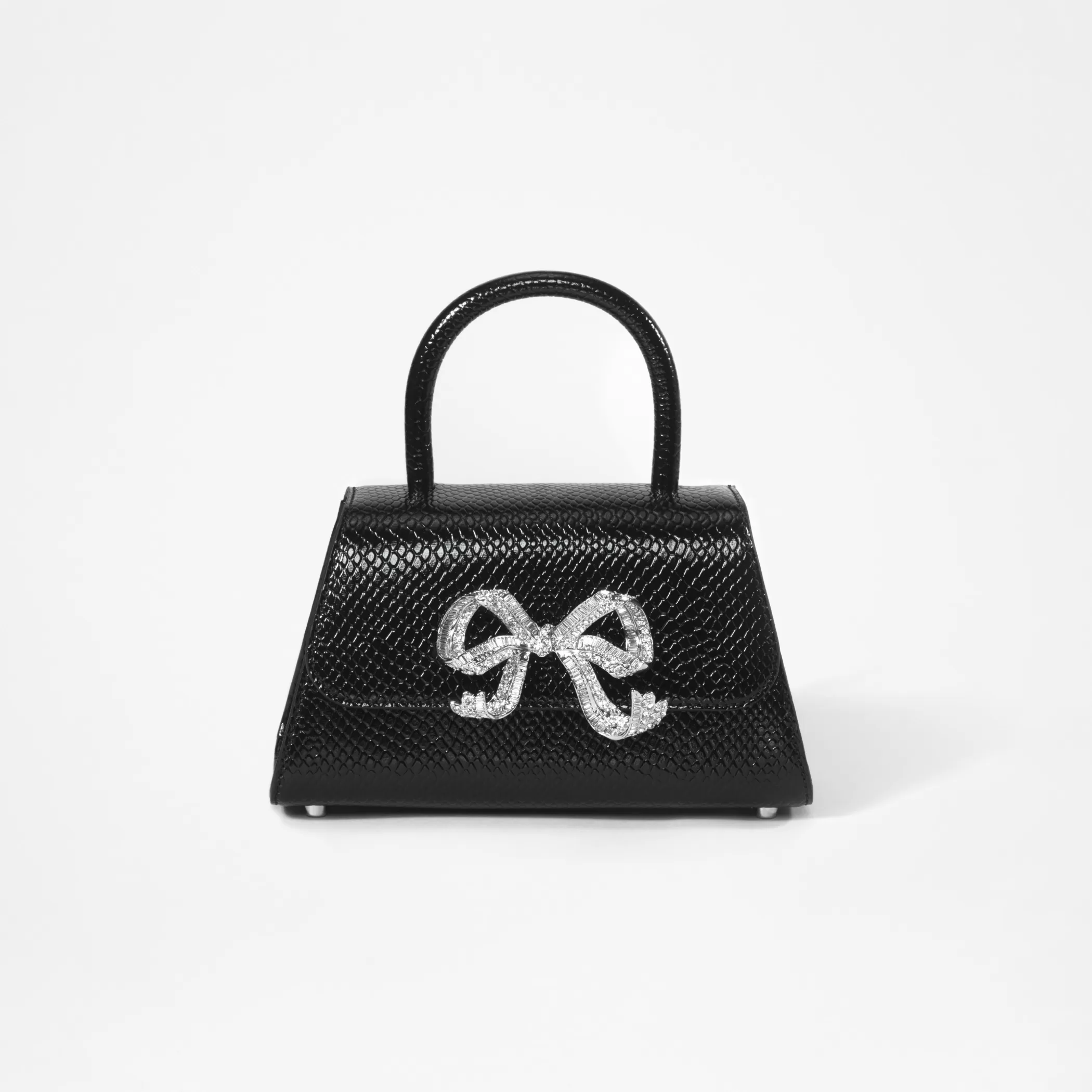 Self-Portrait > Black Python Diamante Bow Mini Bag