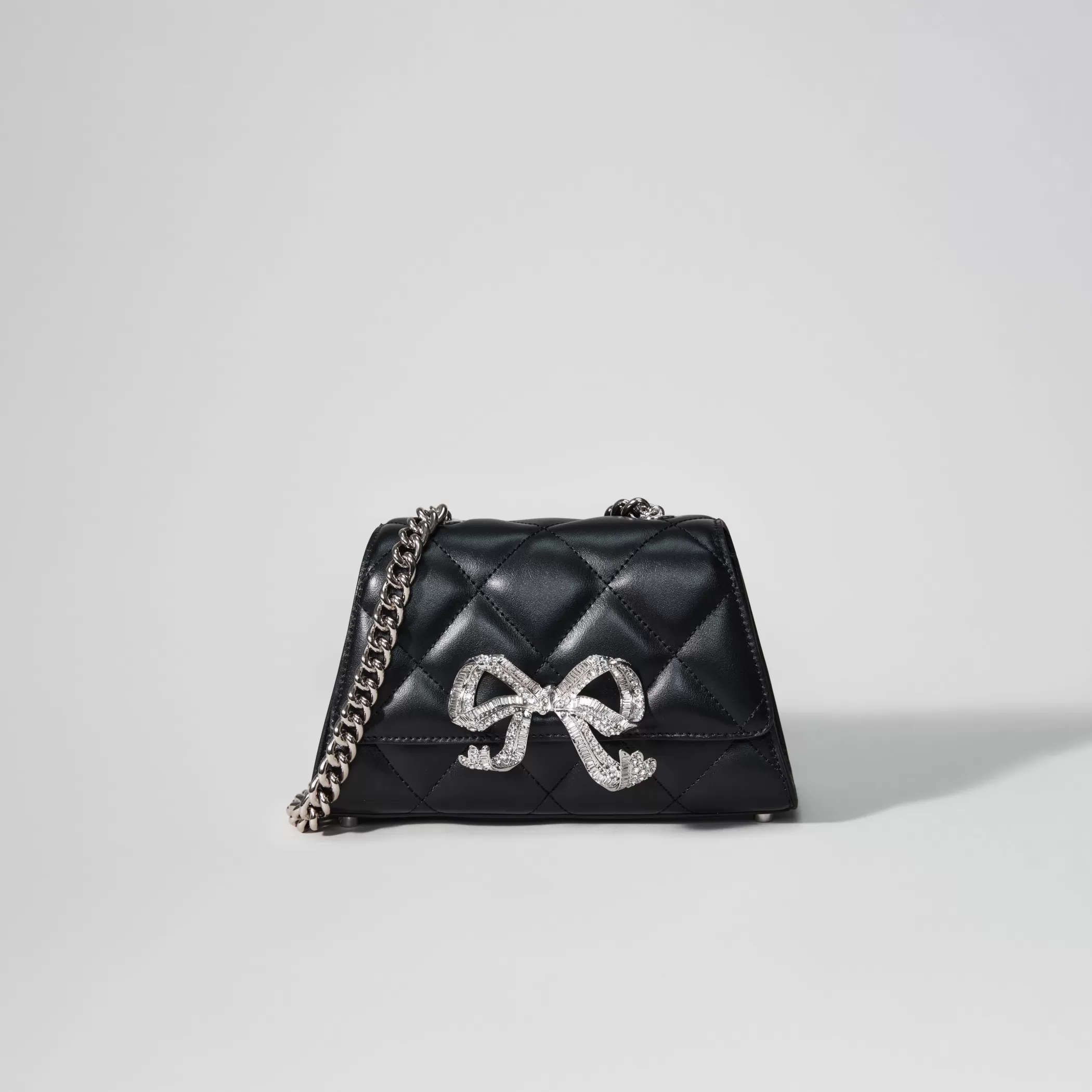 Self-Portrait > Black Quilted Shoulder Mini Bow Bag