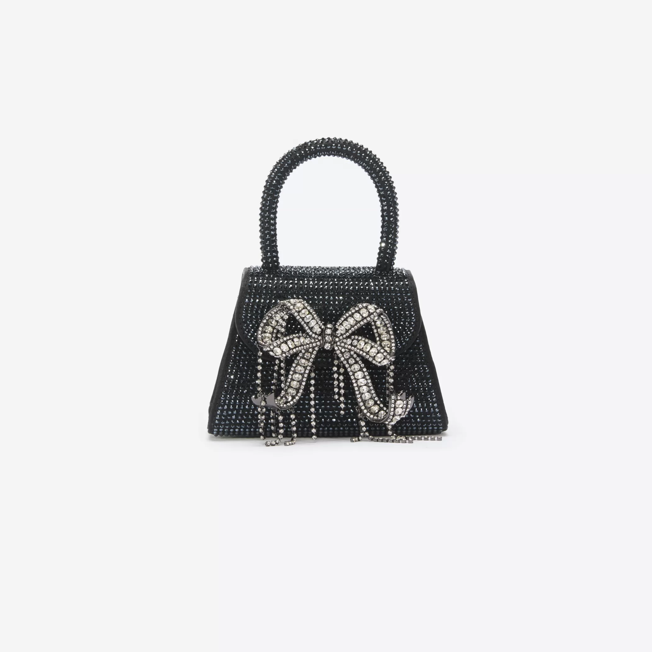 Self-Portrait > Black Rhinestone Embellished Micro Bow Bag