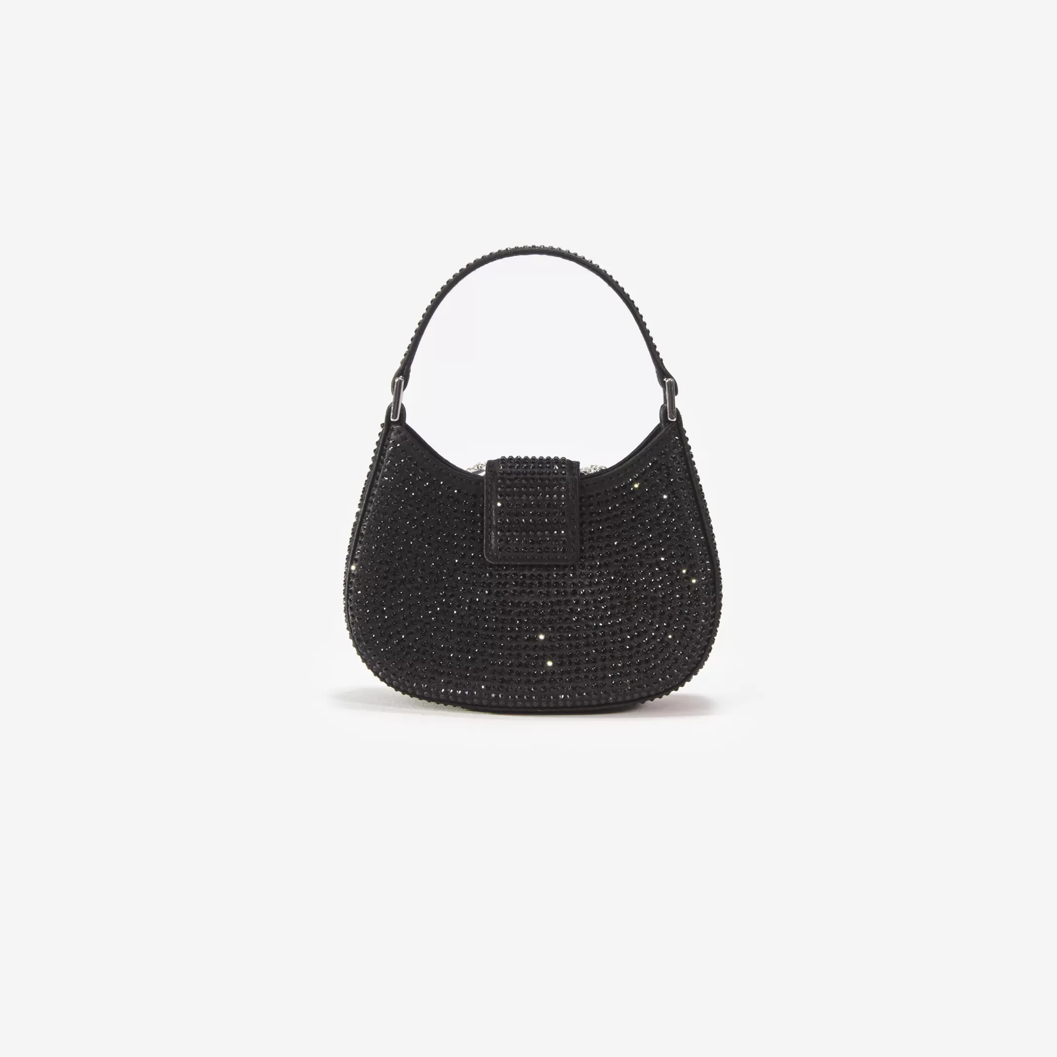 Self-Portrait > Black Rhinestone Micro Crescent Bag