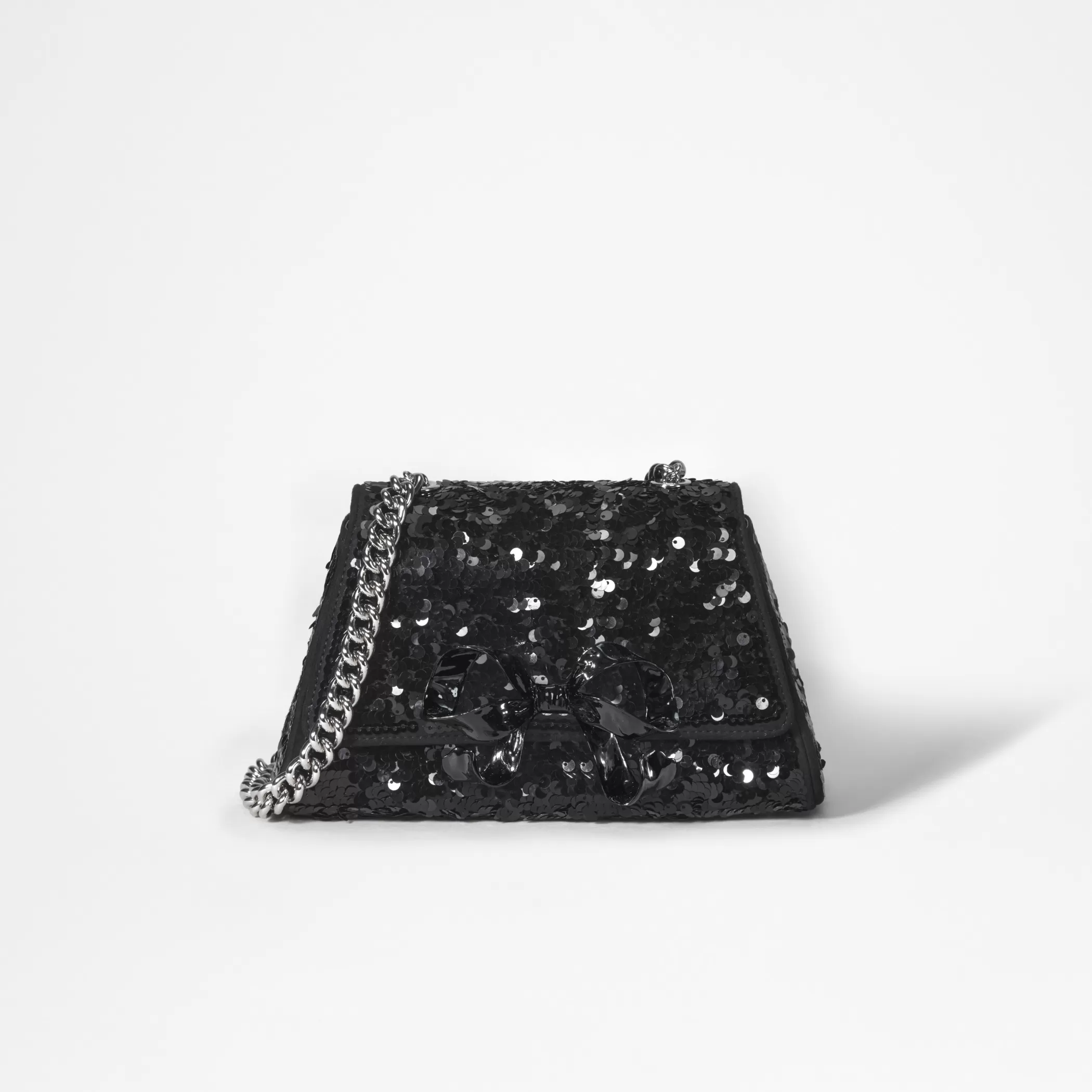 Self-Portrait > Black Sequin Bow Mini Shoulder Bag