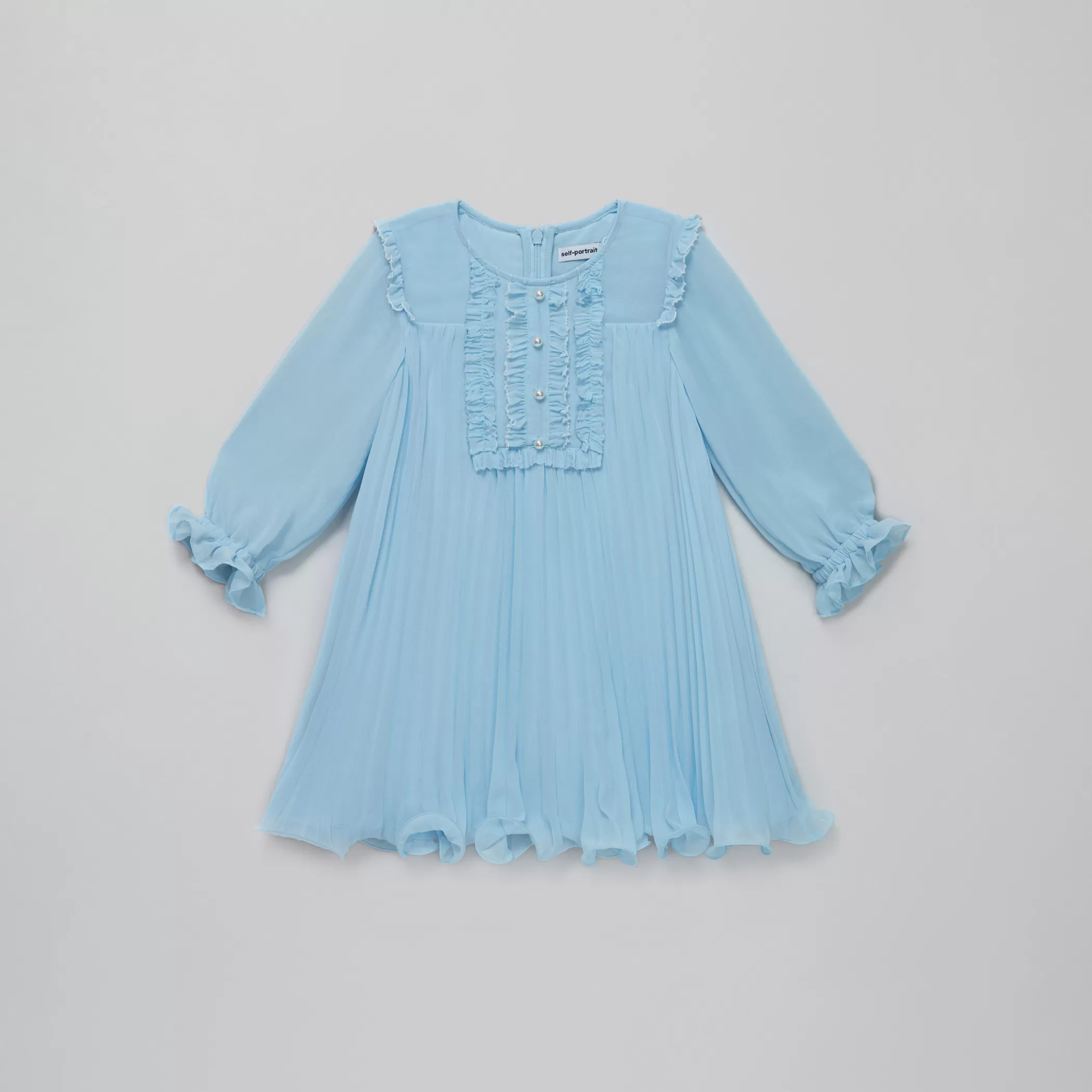 Self-Portrait > Blue Chiffon Pleated Dress