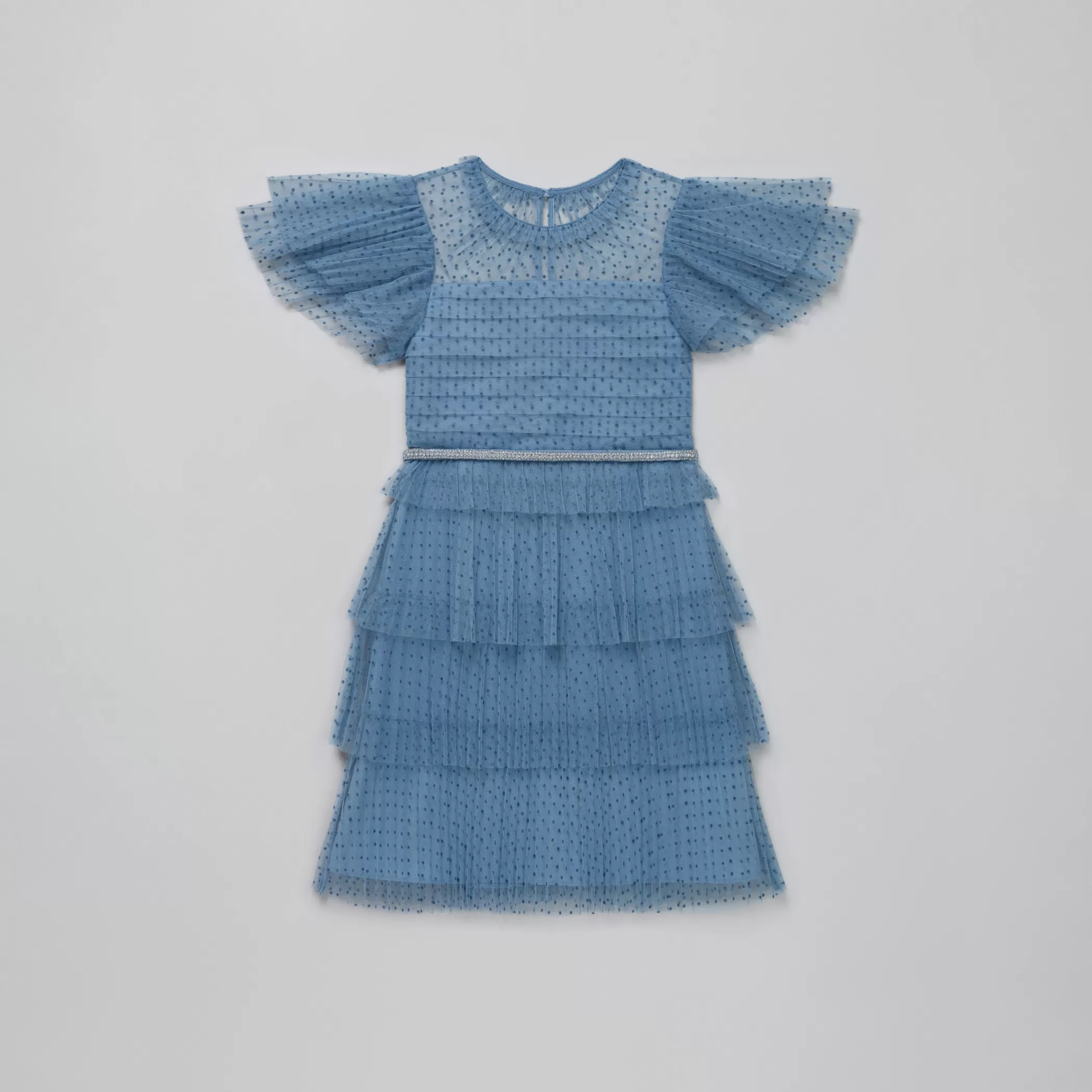 Self-Portrait > Blue Dot Mesh Tiered Dress