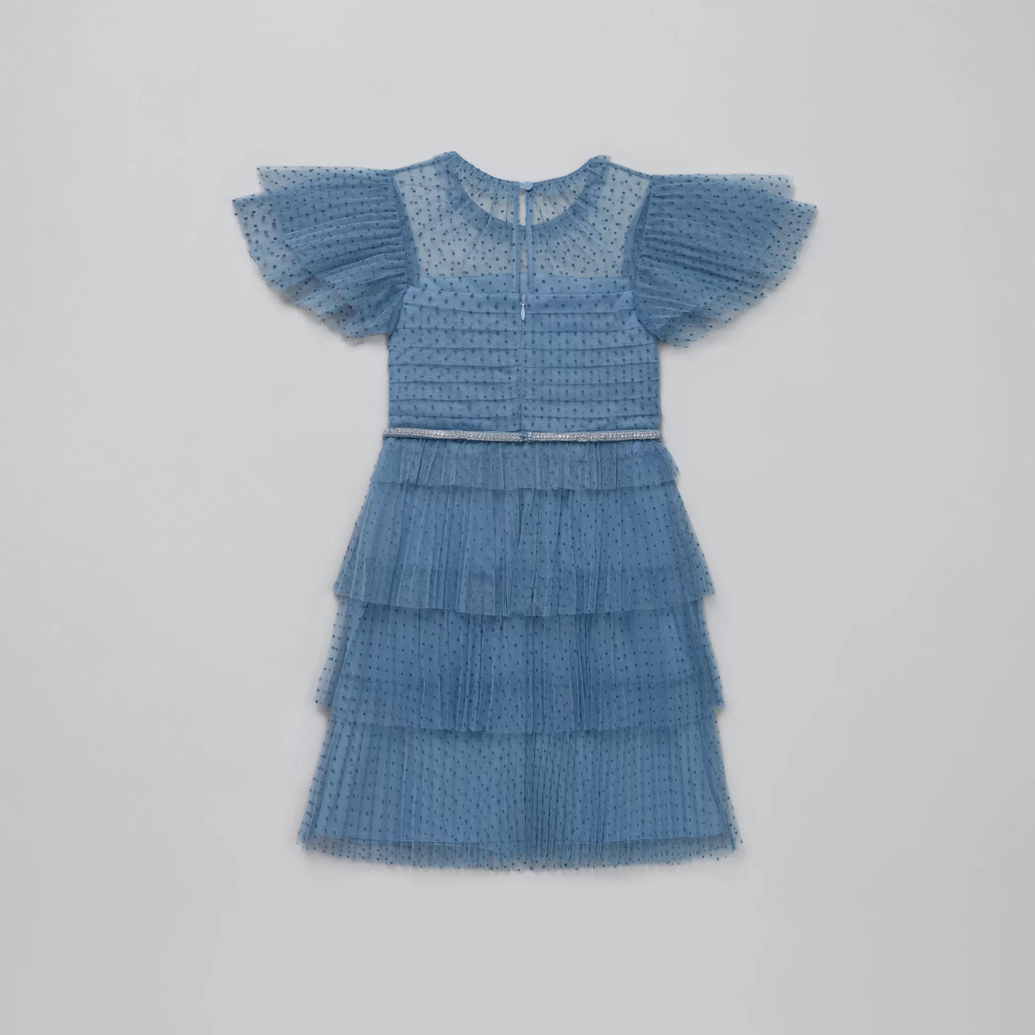 Self-Portrait > Blue Dot Mesh Tiered Dress