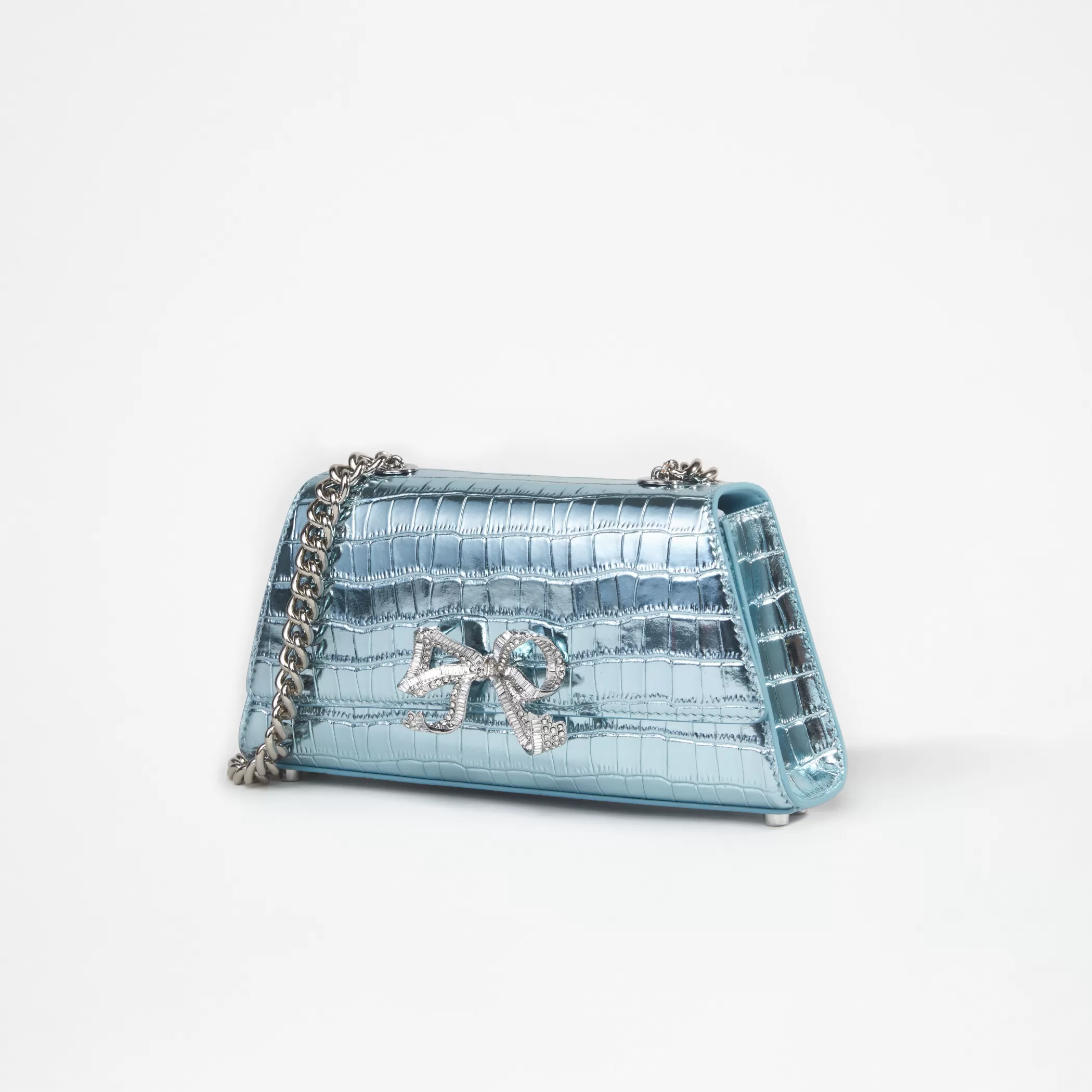 Self-Portrait > Blue Metallic Bow Mini Shoulder Bag