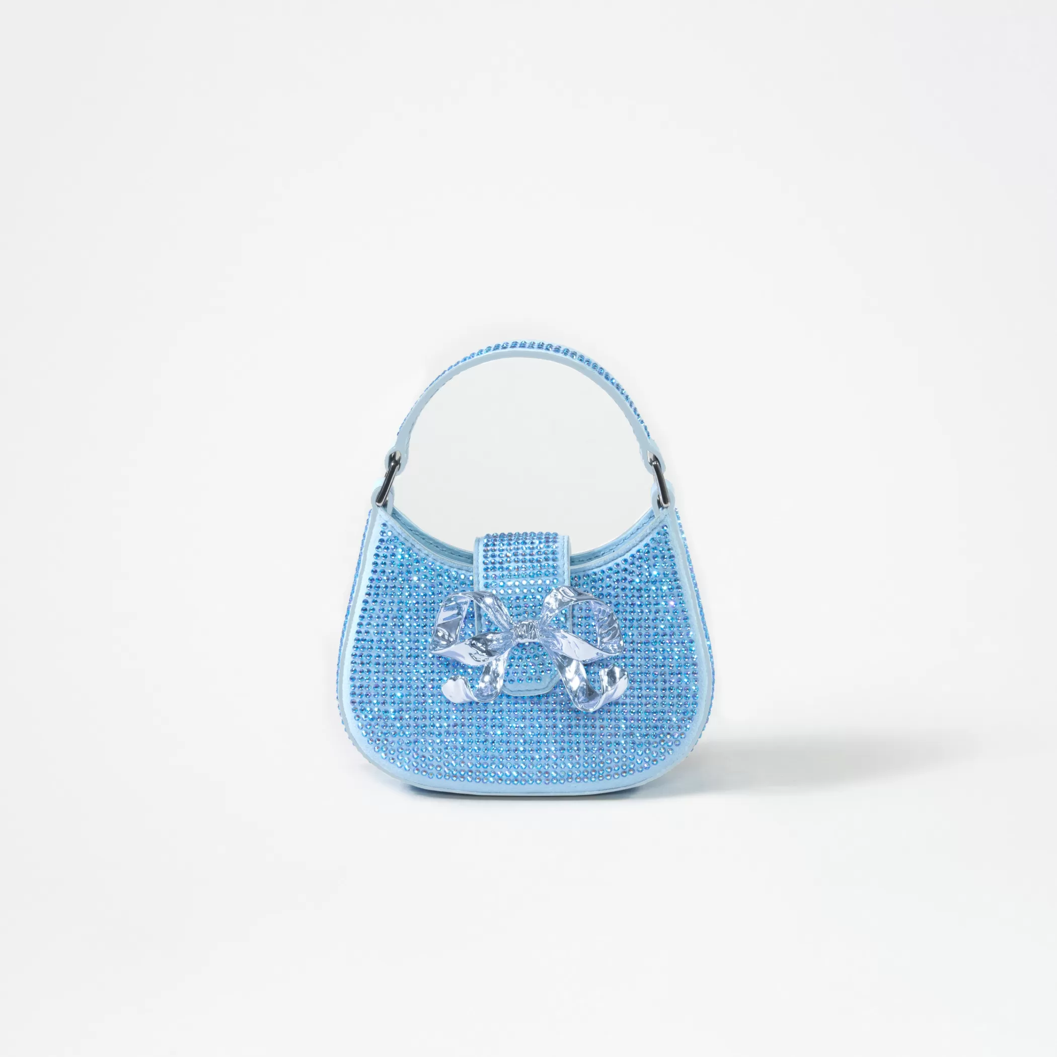 Self-Portrait > Blue Rhinestone Crescent Bow Micro Bag