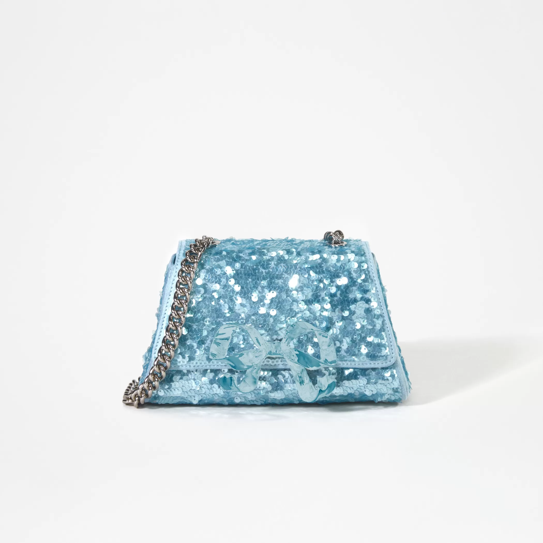 Self-Portrait > Blue Sequin Bow Mini Shoulder Bag