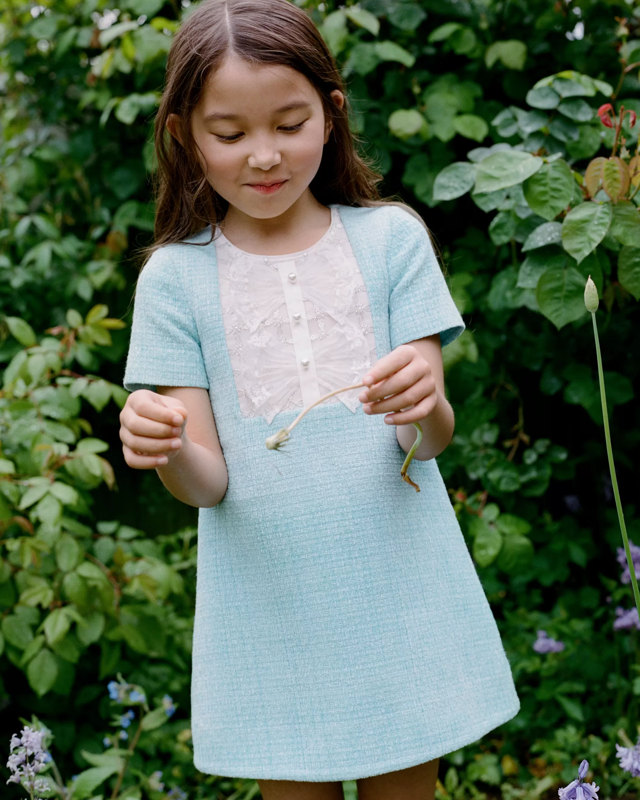 Self-Portrait > Blue Textured Woven Dress