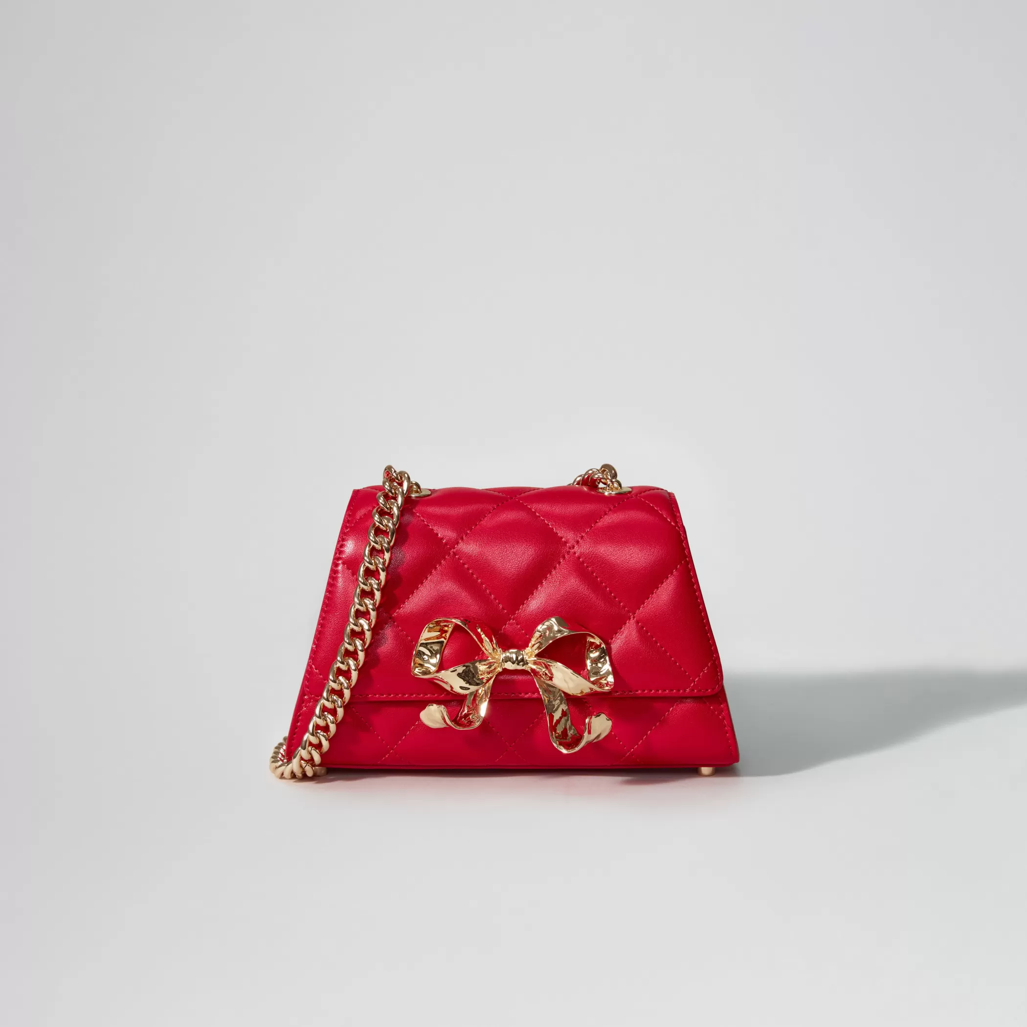 Self-Portrait > Burgundy Quilted Shoulder Mini Bow Bag