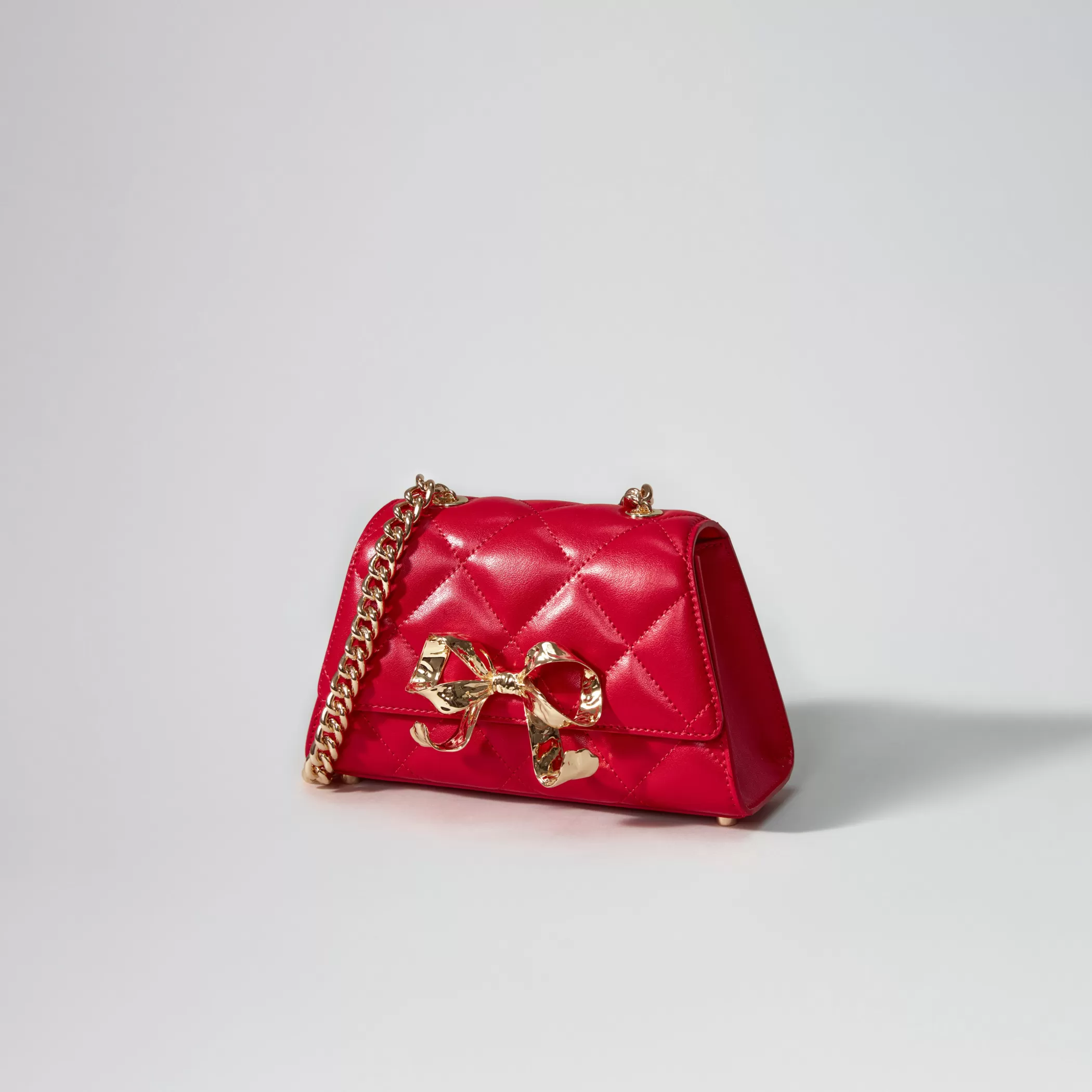 Self-Portrait > Burgundy Quilted Shoulder Mini Bow Bag