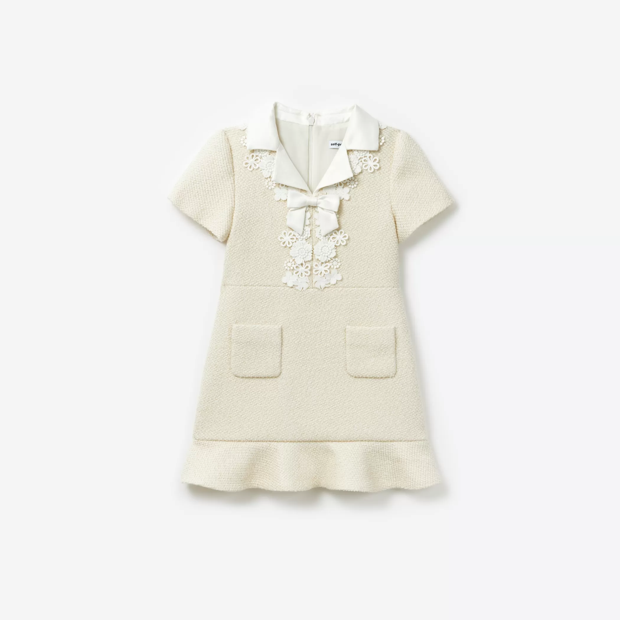 Self-Portrait > Cream Boucle Bow Dress