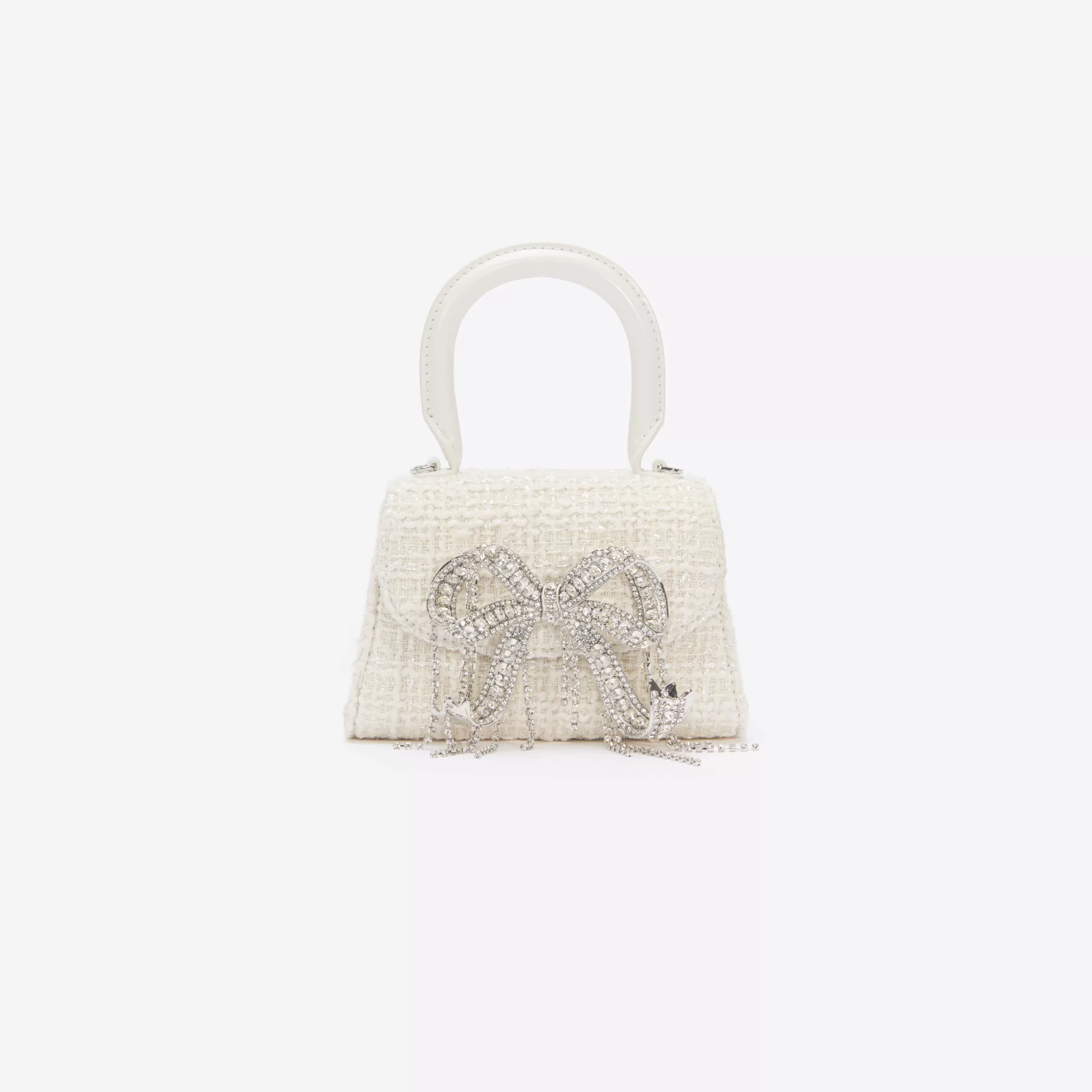 Self-Portrait > Cream Boucle Micro Bow Bag