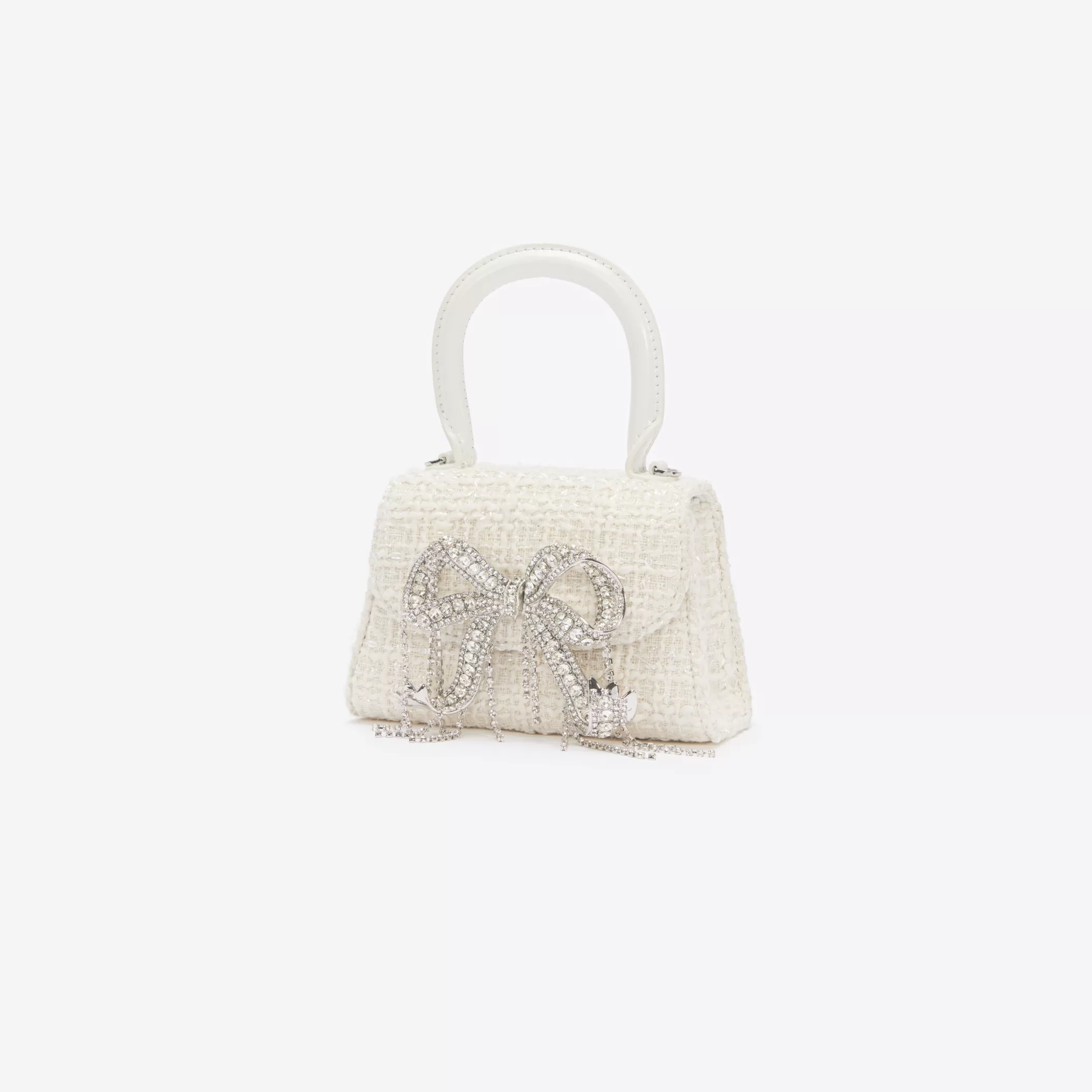 Self-Portrait > Cream Boucle Micro Bow Bag