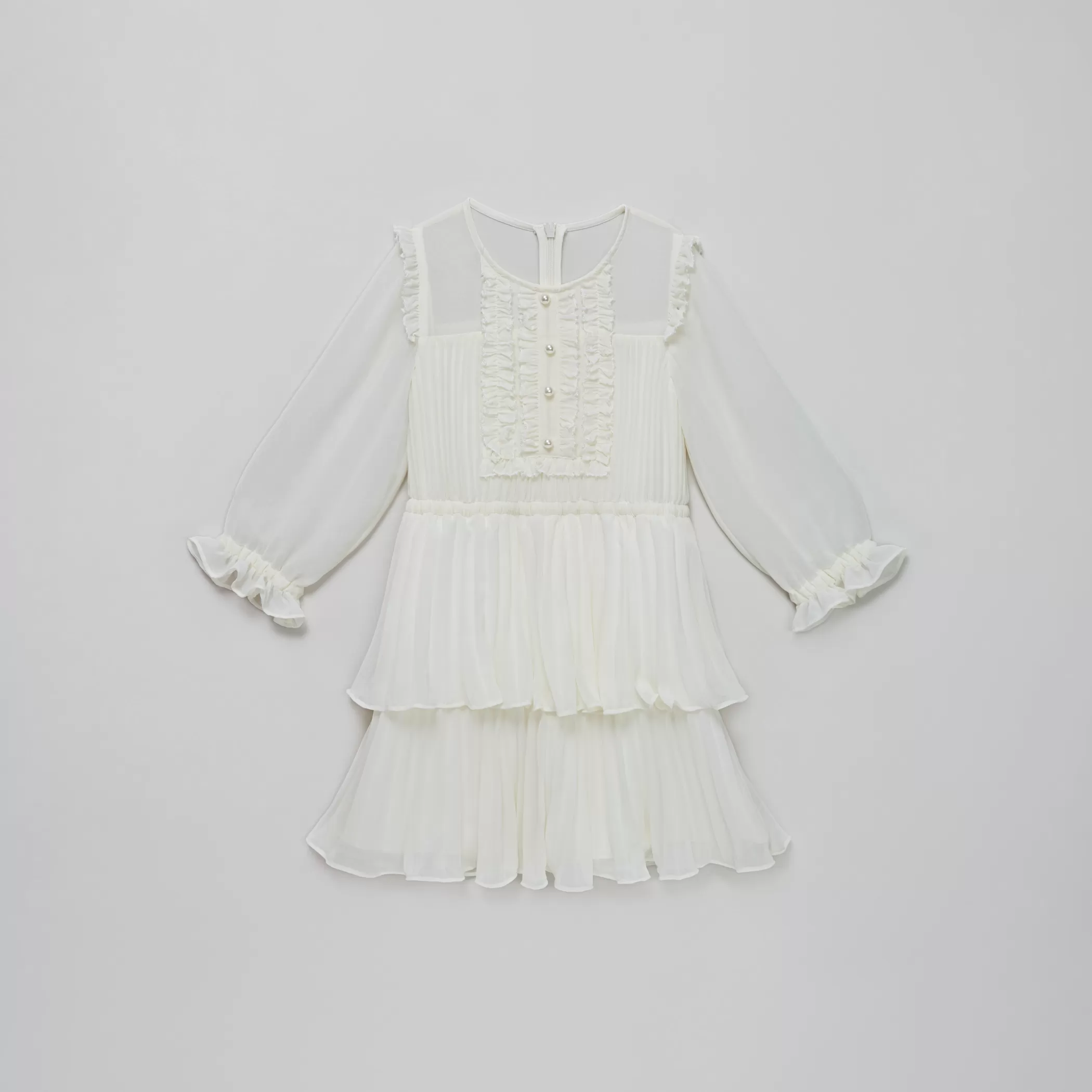 Self-Portrait > Cream Chiffon Tiered Dress