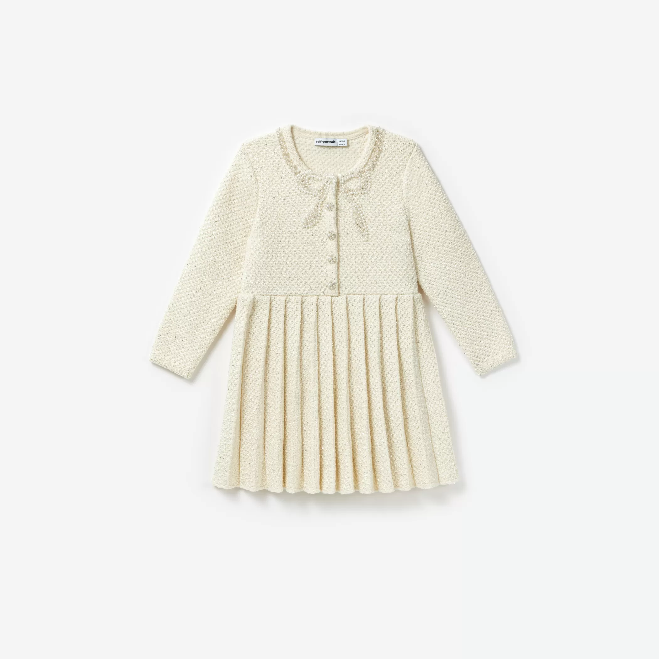 Self-Portrait > Cream Knit Bow Dress