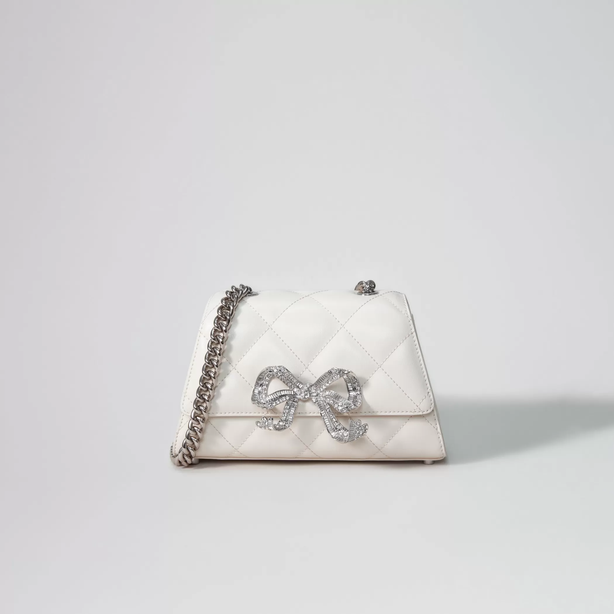 Self-Portrait > Cream Quilted Shoulder Mini Bow Bag