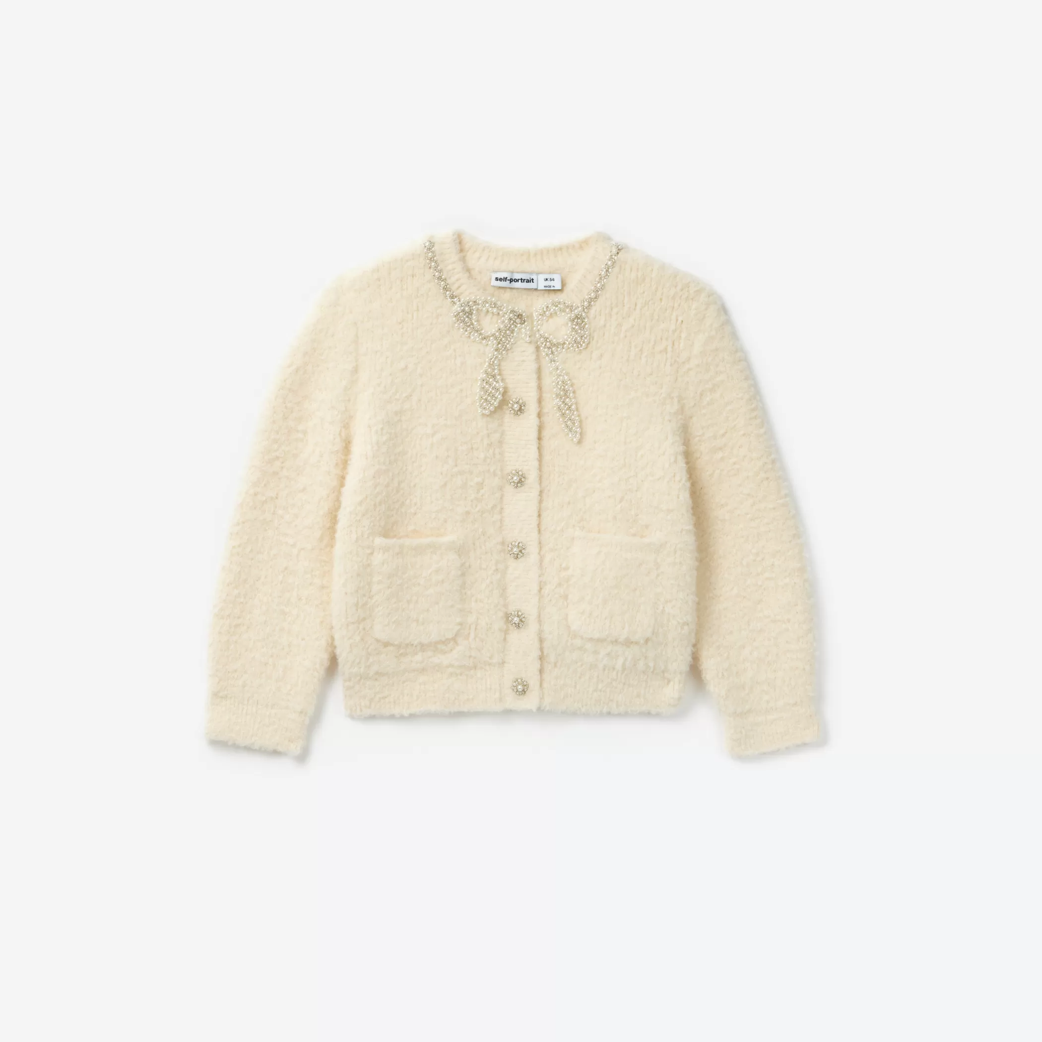 Self-Portrait > Cream Soft Knit Cardigan