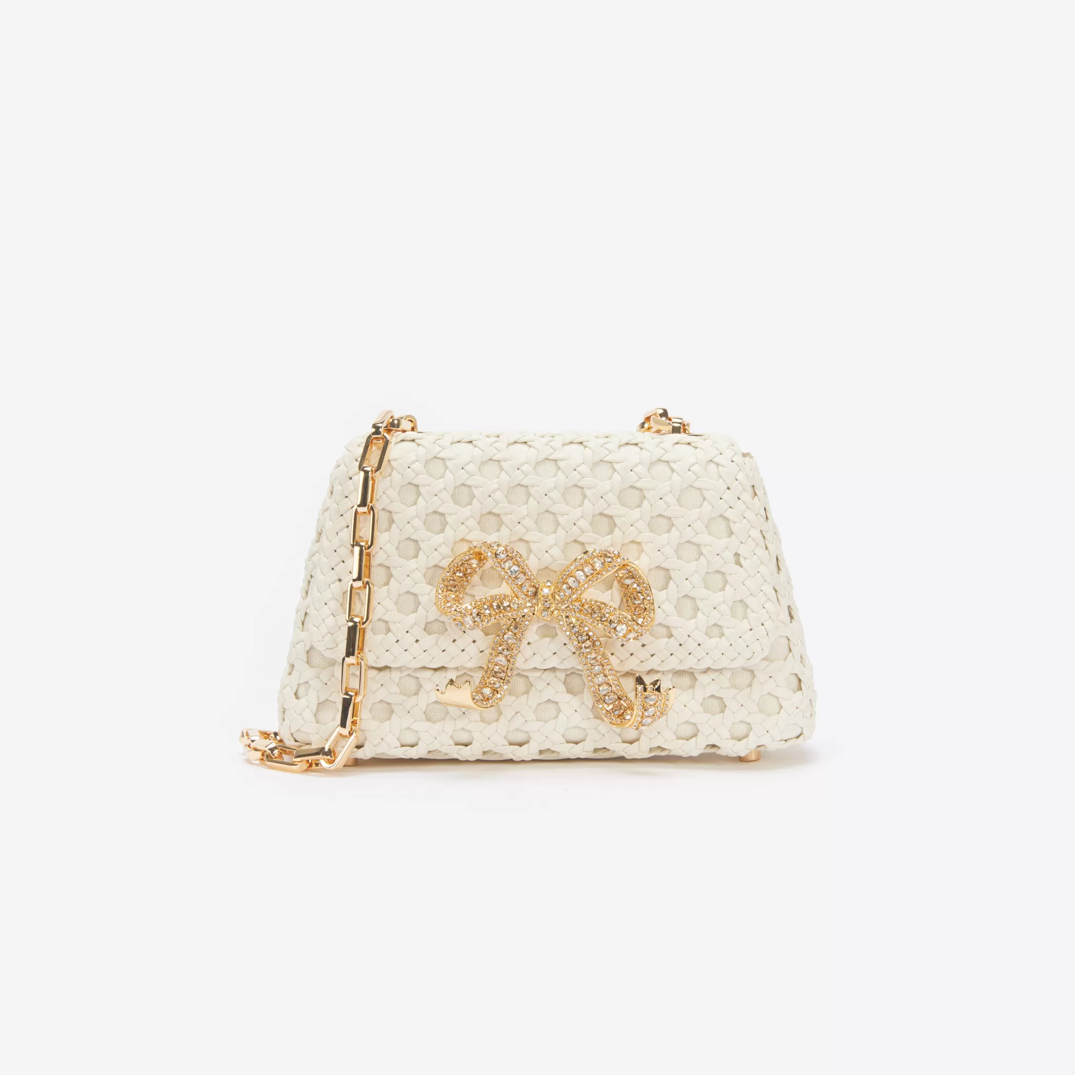 Self-Portrait > Cream Woven Leather Bag