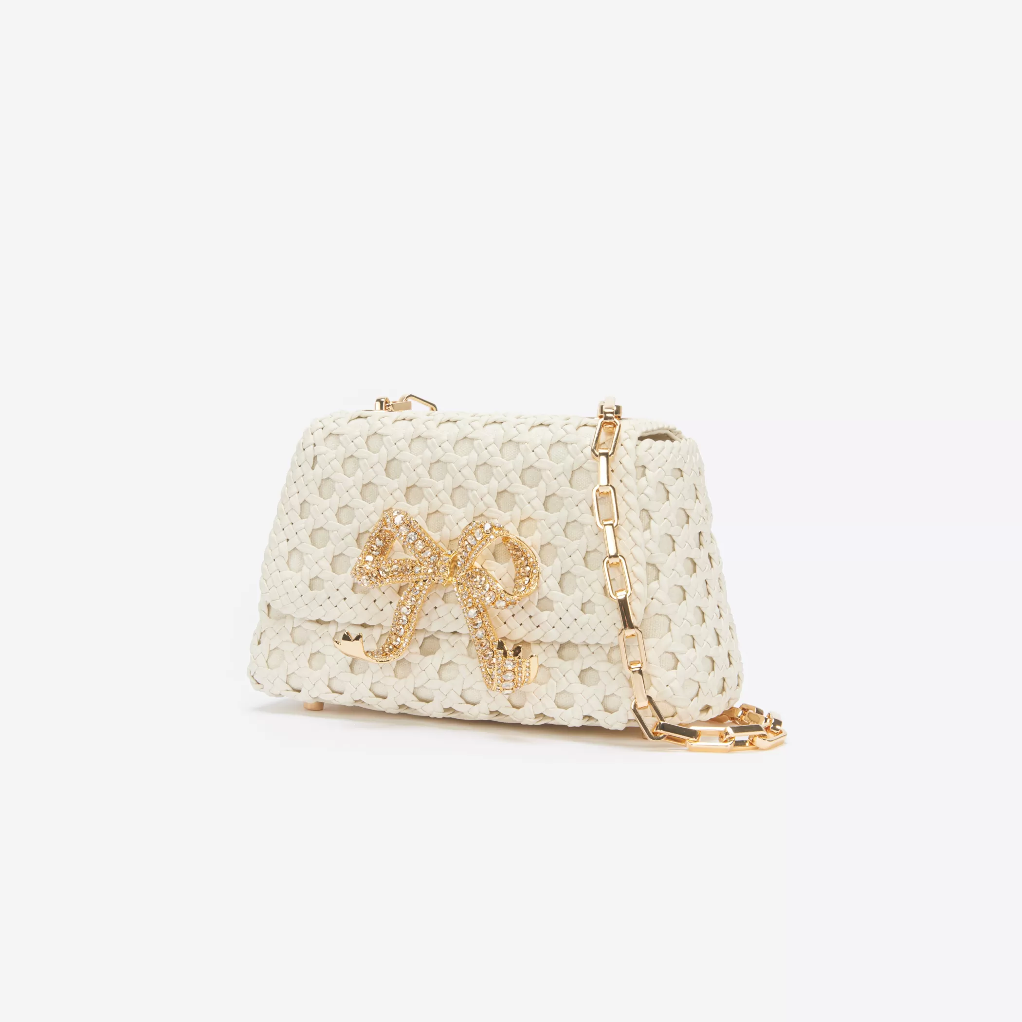 Self-Portrait > Cream Woven Leather Bag