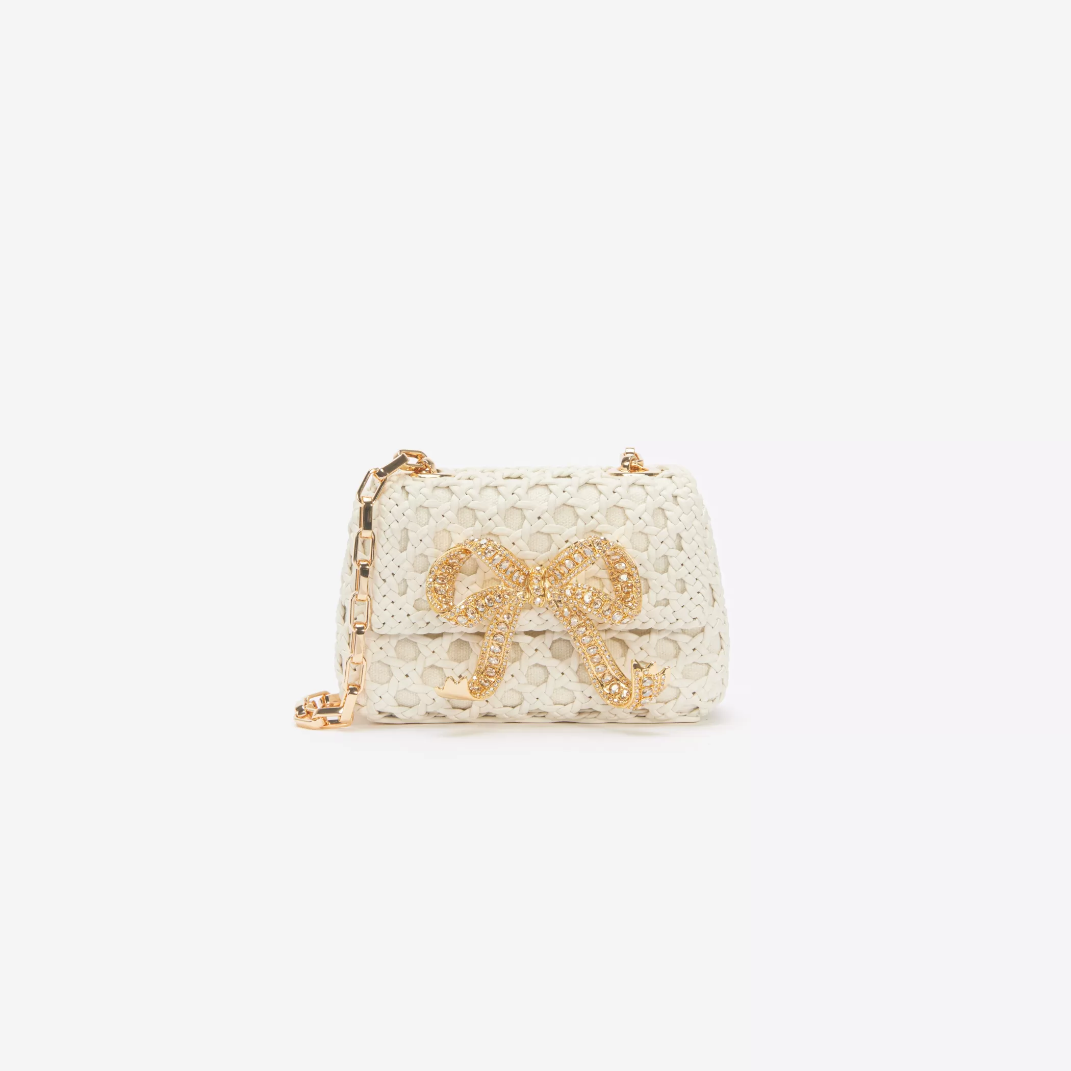 Self-Portrait > Cream Woven Leather Micro Bag