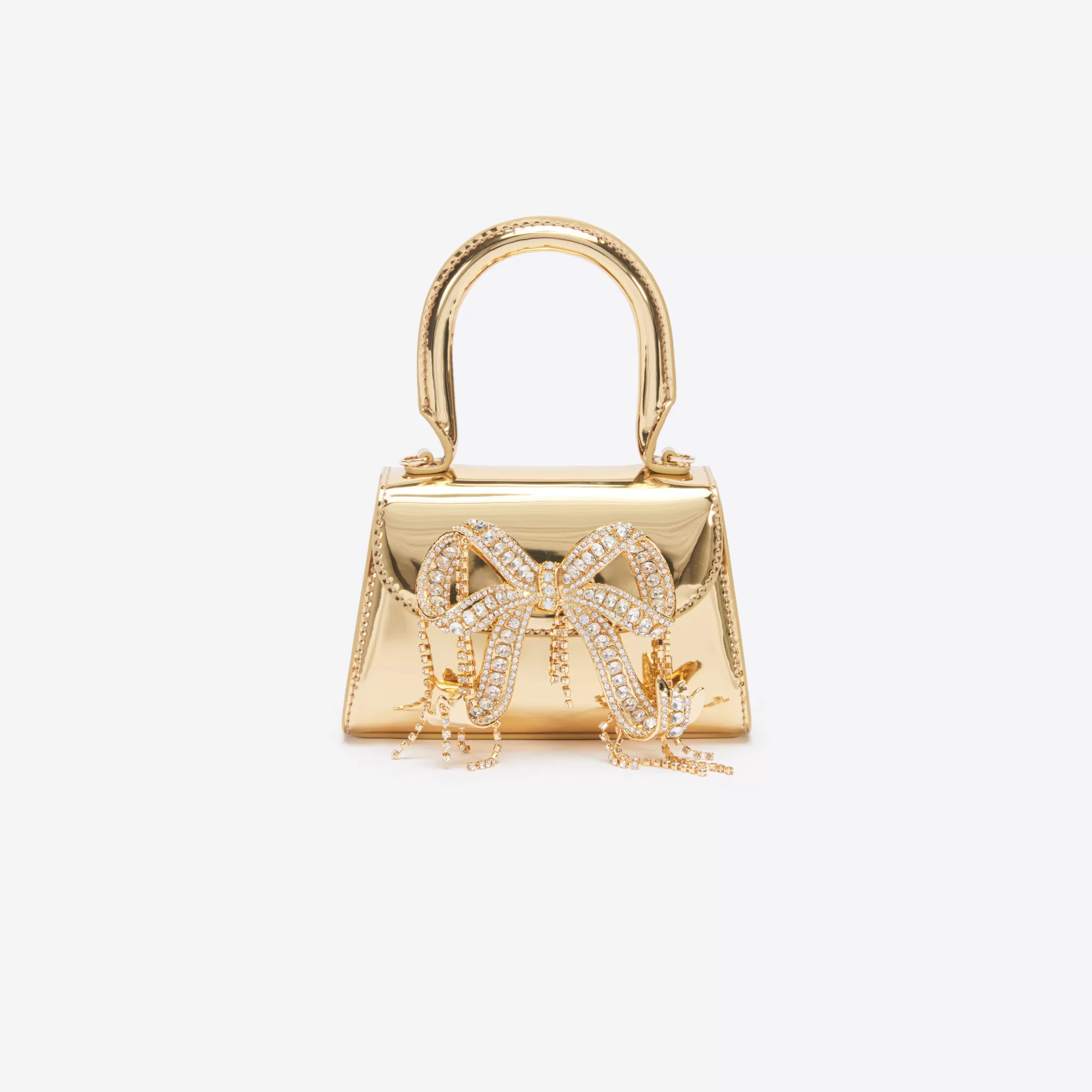 Self-Portrait > Gold Metallic Micro Bow Bag