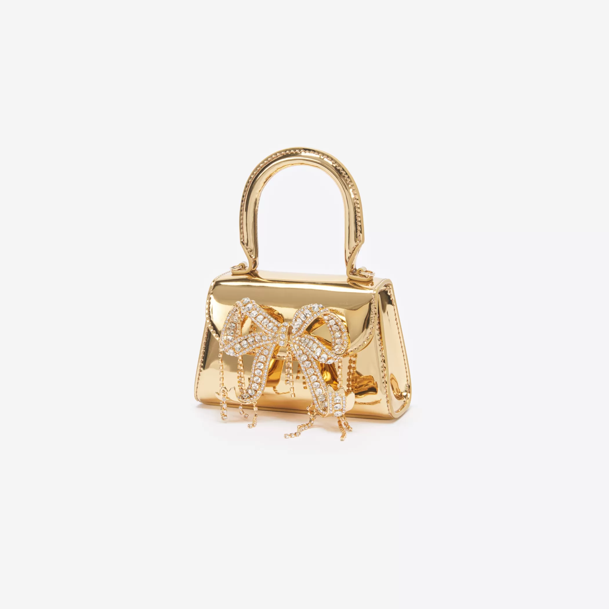 Self-Portrait > Gold Metallic Micro Bow Bag