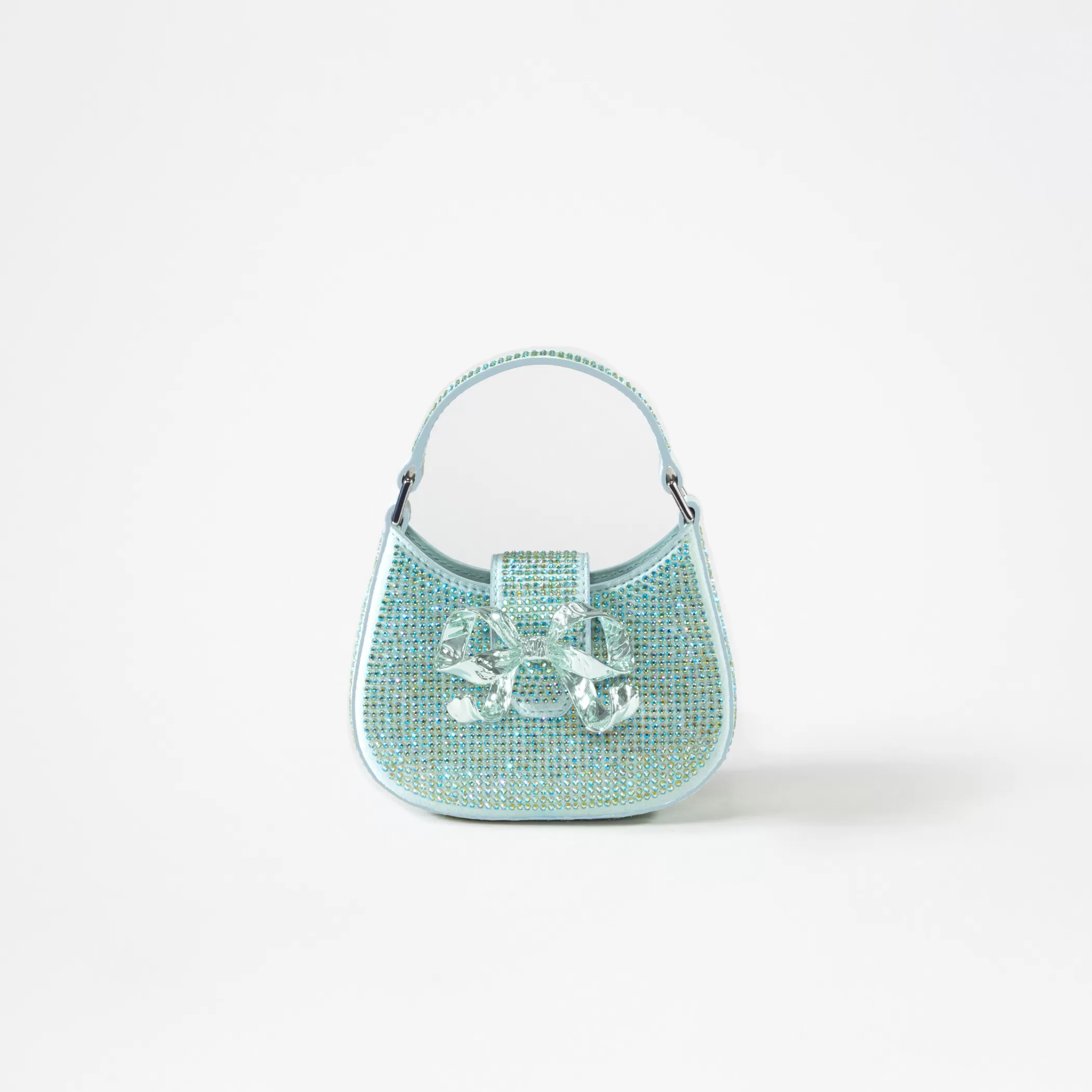 Self-Portrait > Green Rhinestone Crescent Bow Micro Bag