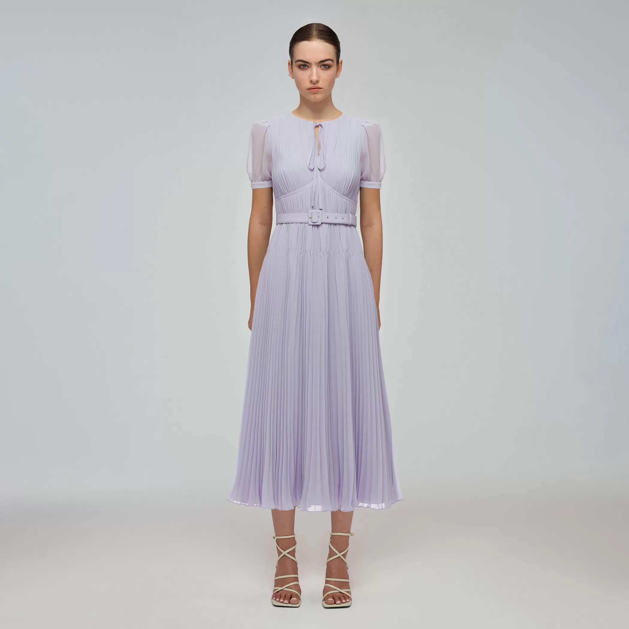 Self-Portrait > Lilac Chiffon Midi Dress