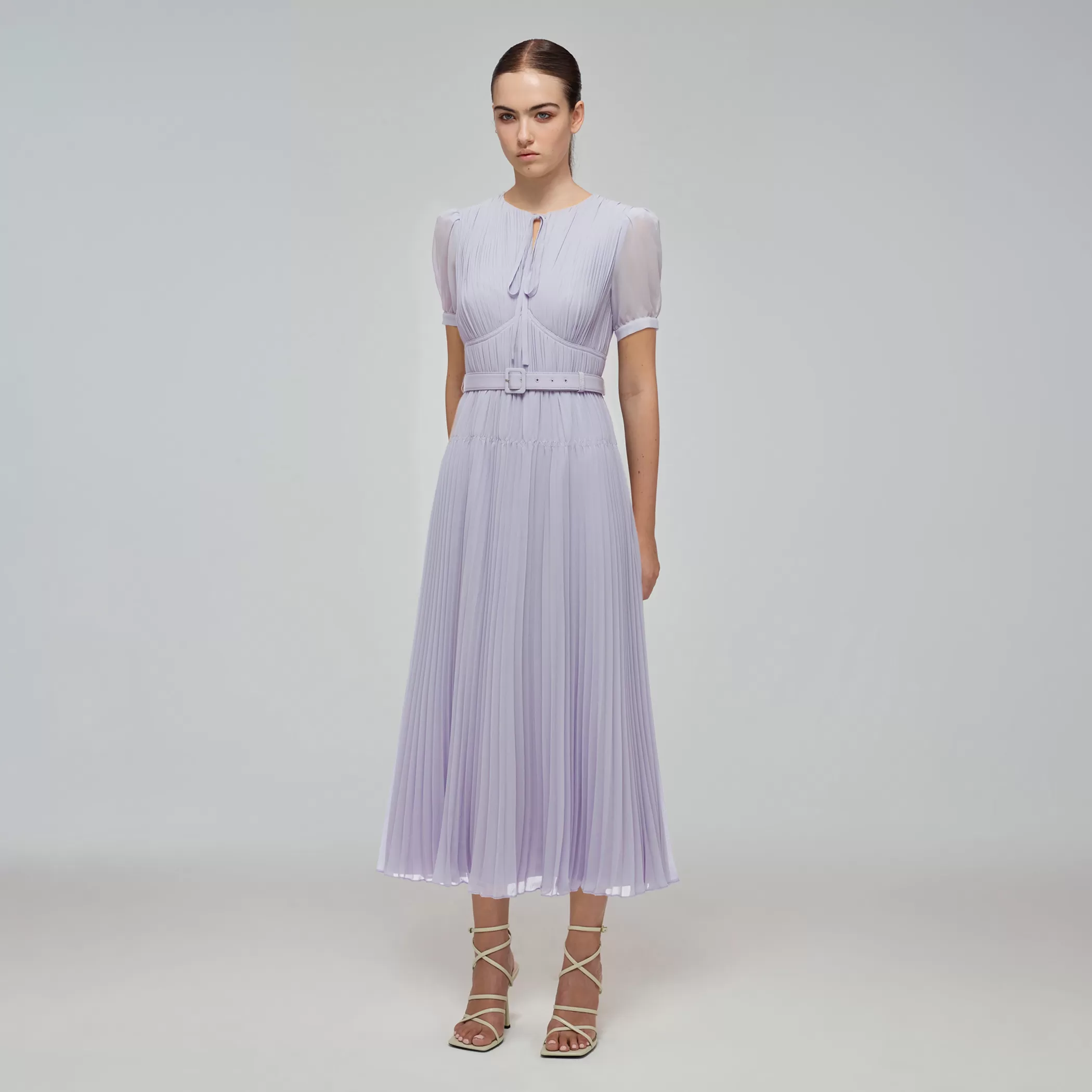 Self-Portrait > Lilac Chiffon Midi Dress