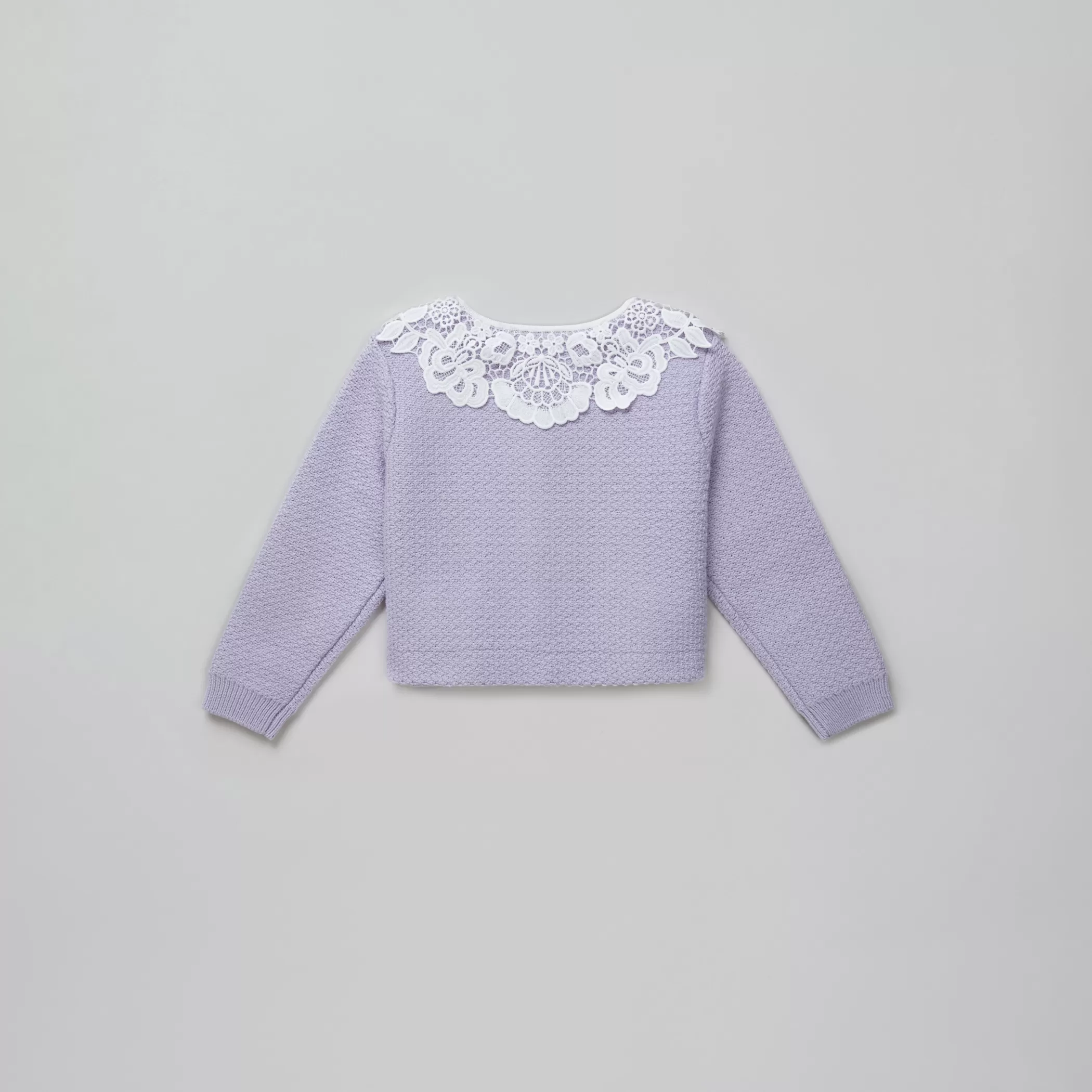 Self-Portrait > Lilac Knit Lace Collar Cardigan