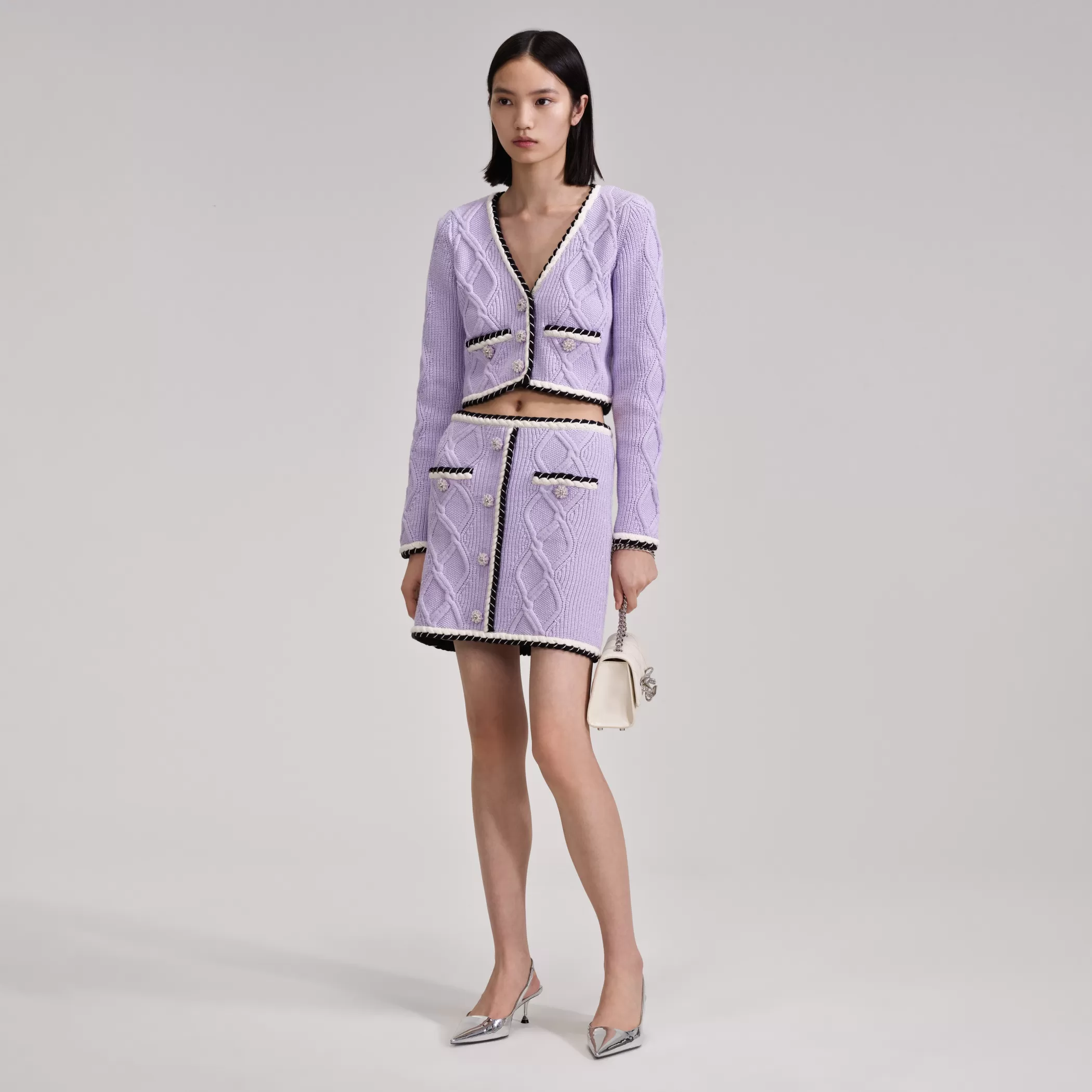 Self-Portrait > Lilac Knit Mini Skirt