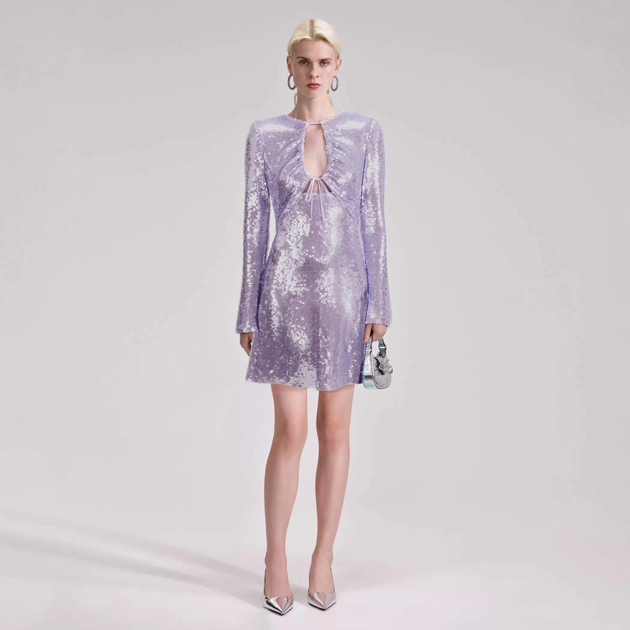 Self-Portrait > Lilac Sequin Mini Dress