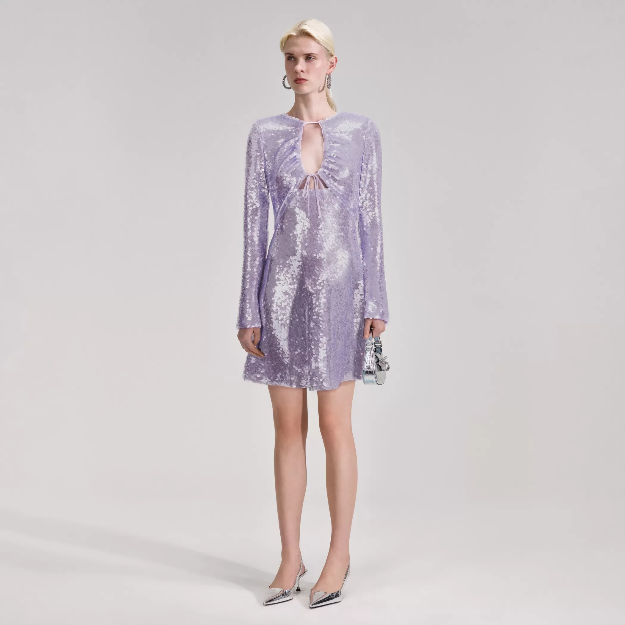 Self-Portrait > Lilac Sequin Mini Dress