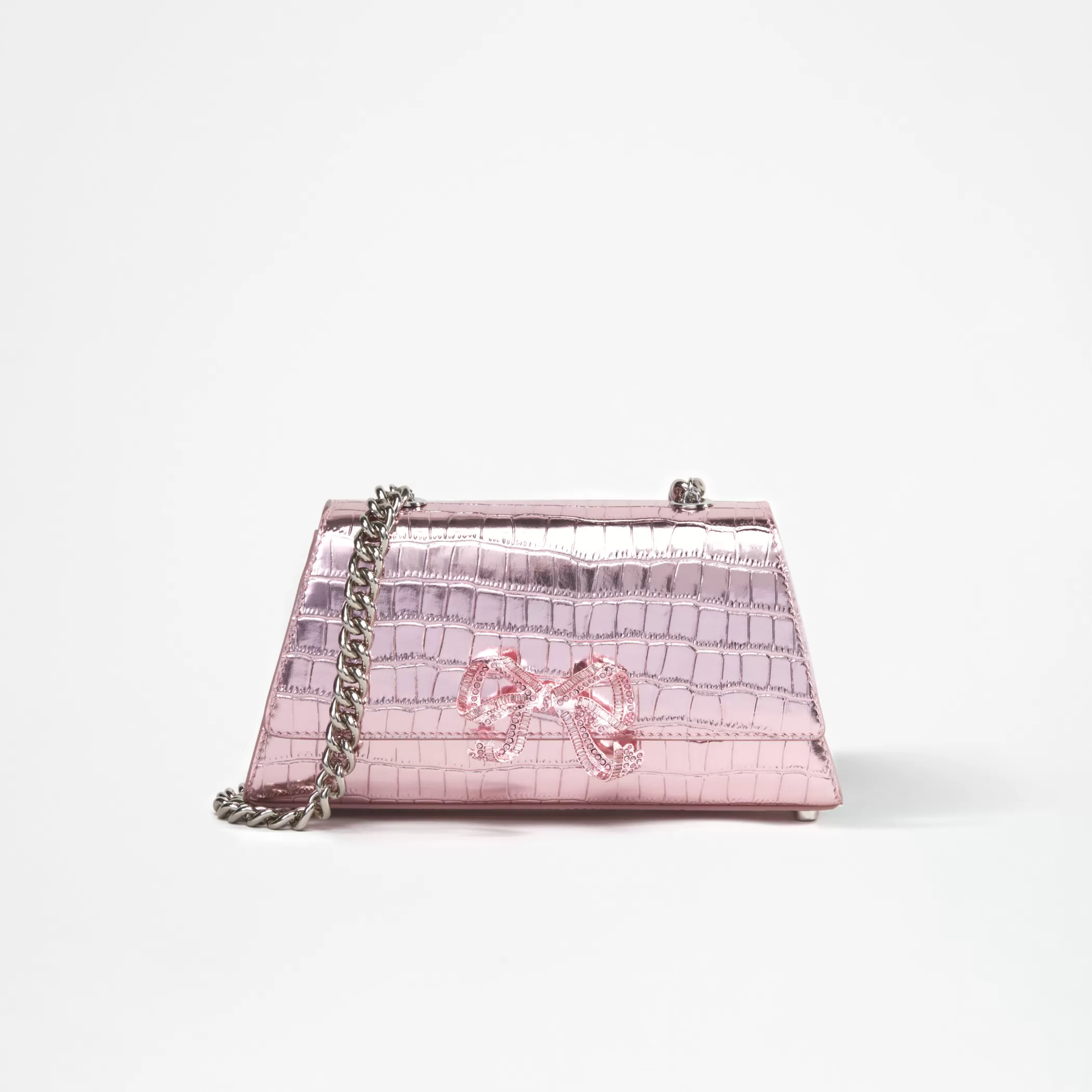 Self-Portrait > Pink Metallic Bow Mini Shoulder Bag