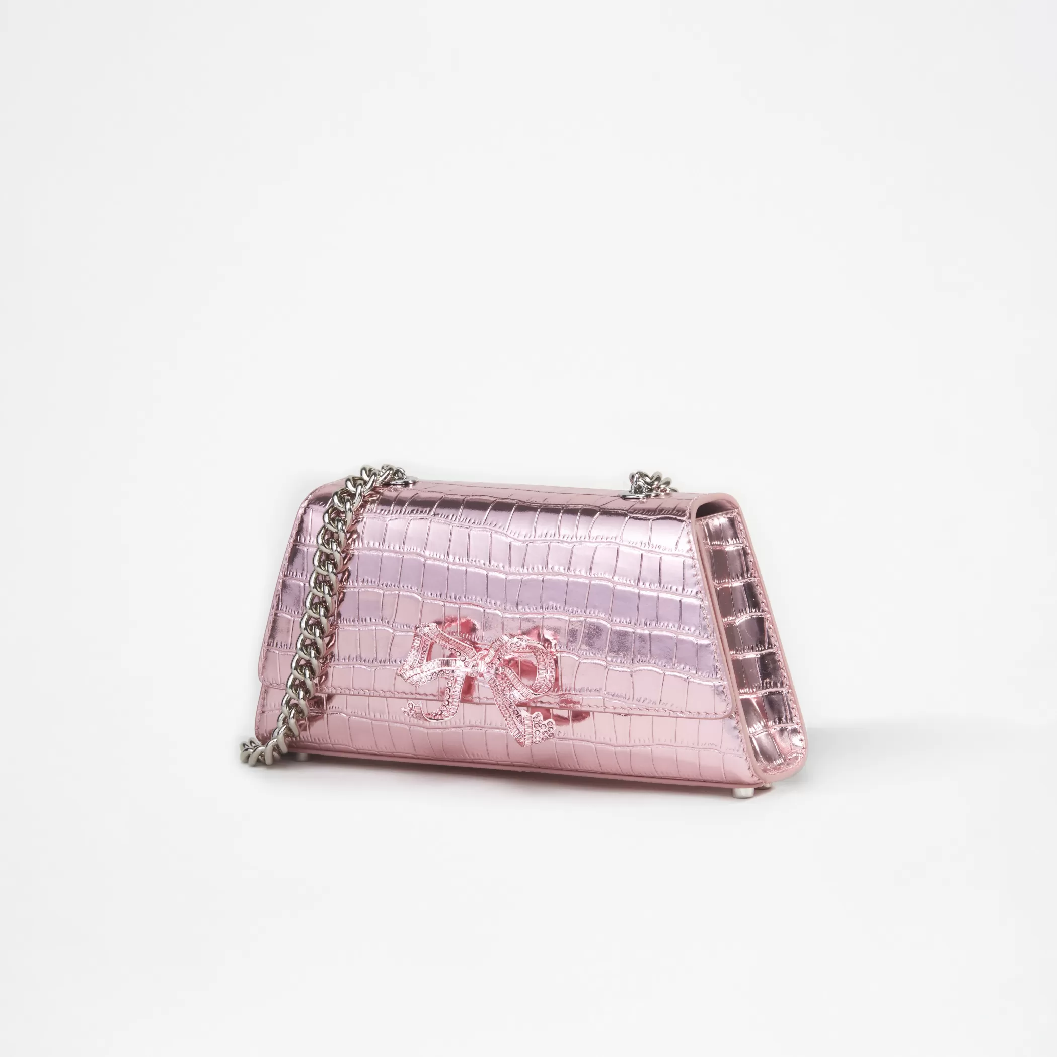 Self-Portrait > Pink Metallic Bow Mini Shoulder Bag