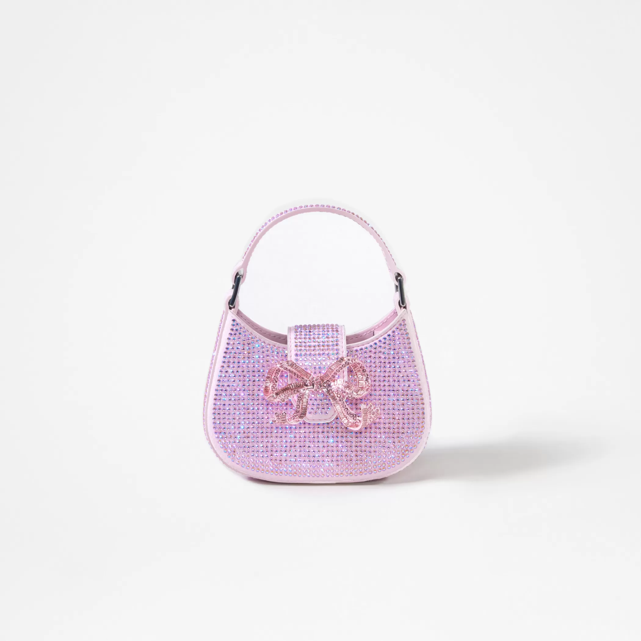 Self-Portrait > Pink Rhinestone Crescent Bow Micro Bag