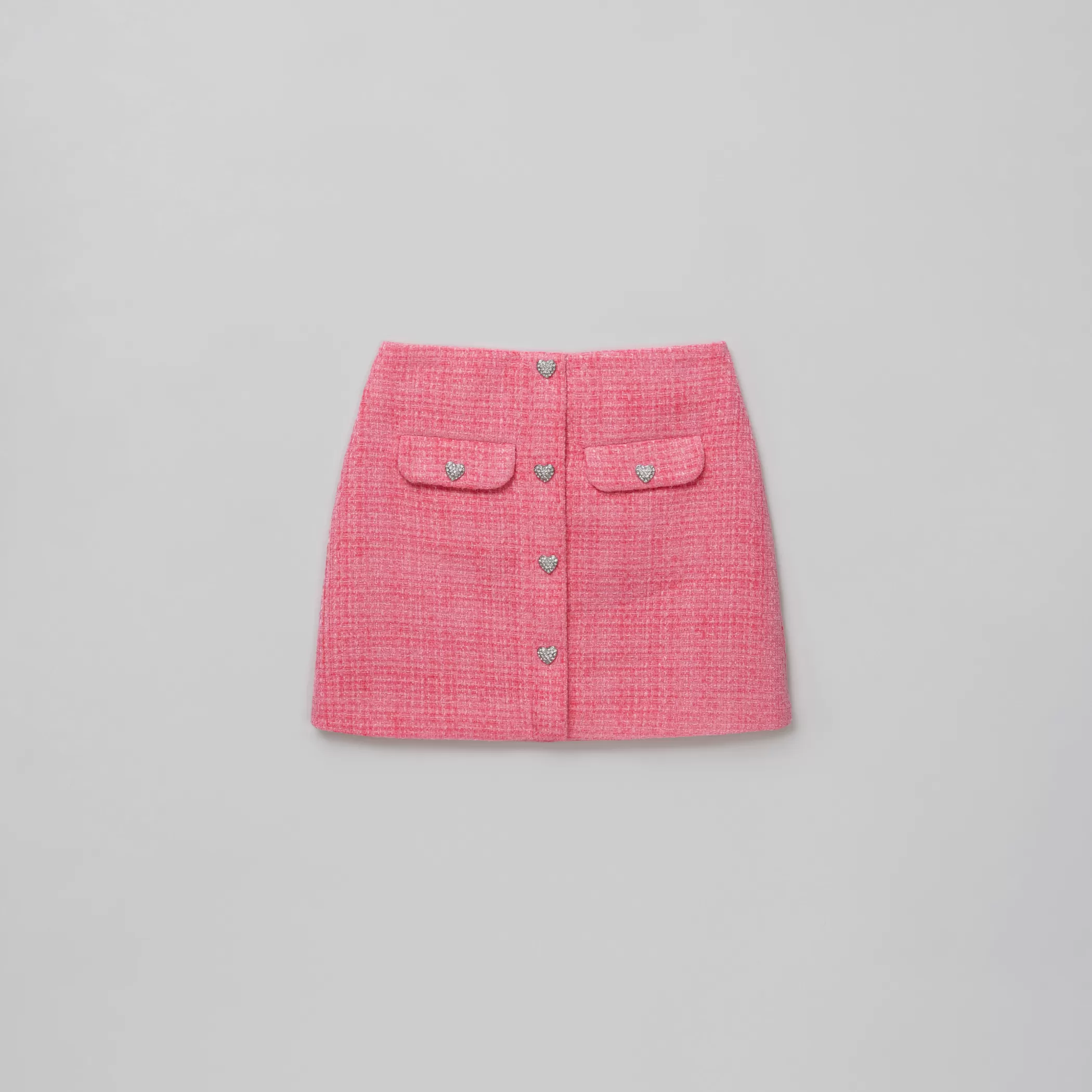 Self-Portrait > Pink Textured Woven Mini Skirt