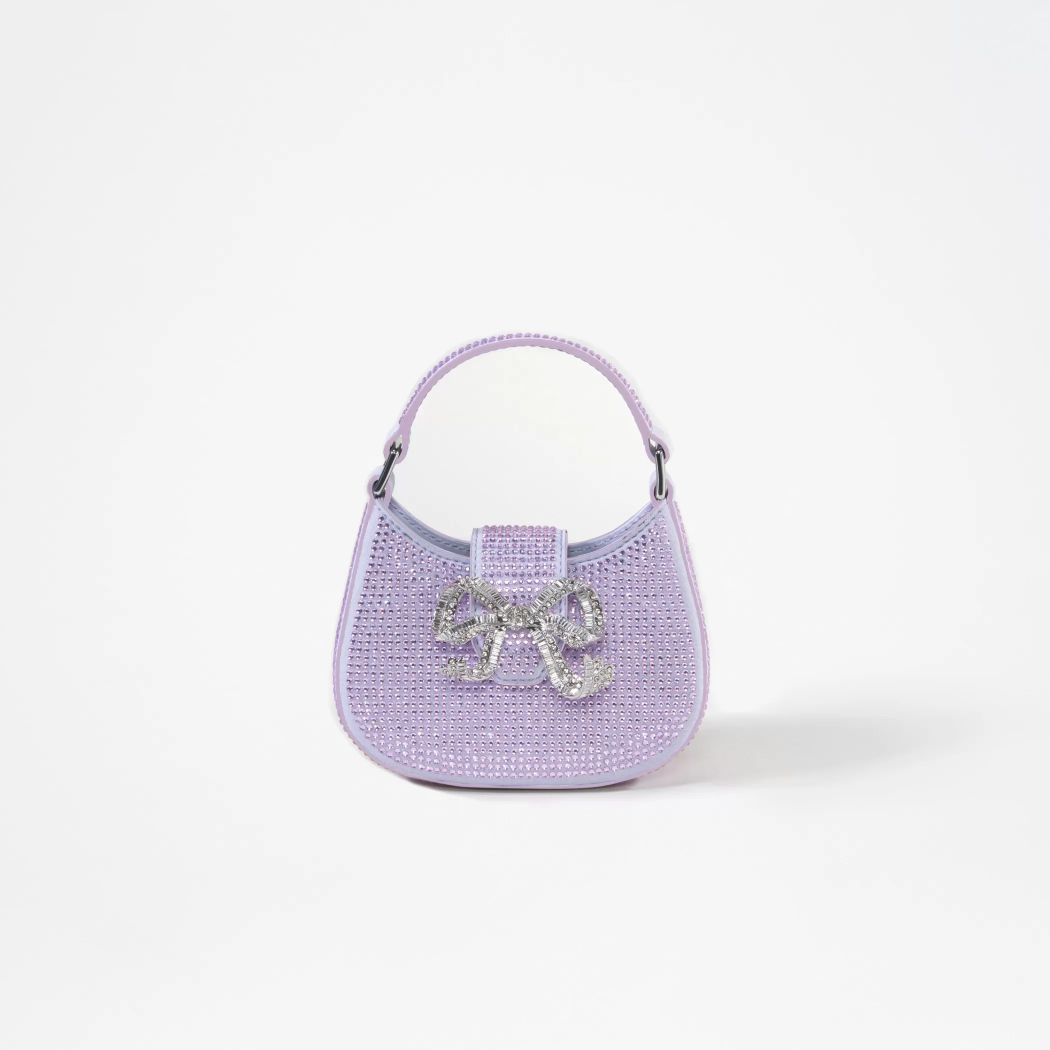 Self-Portrait > Purple Rhinestone Crescent Bow Micro Bag