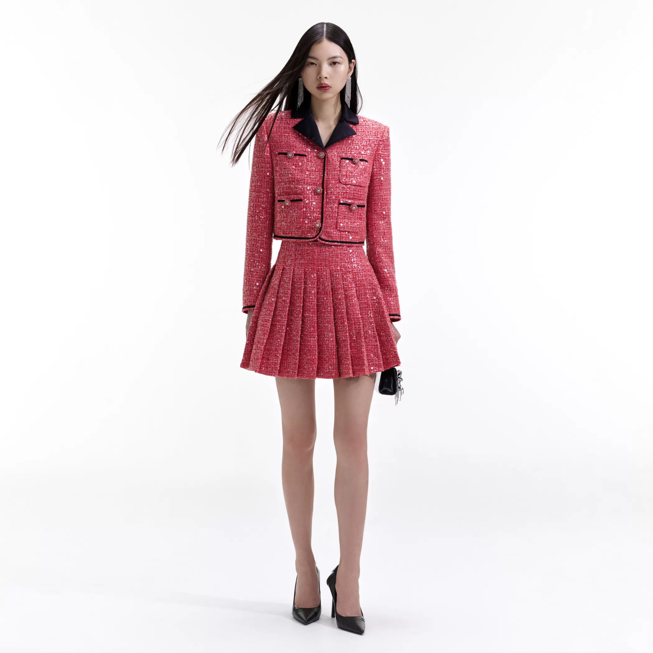 Self-Portrait > Red Boucle Mini Skirt