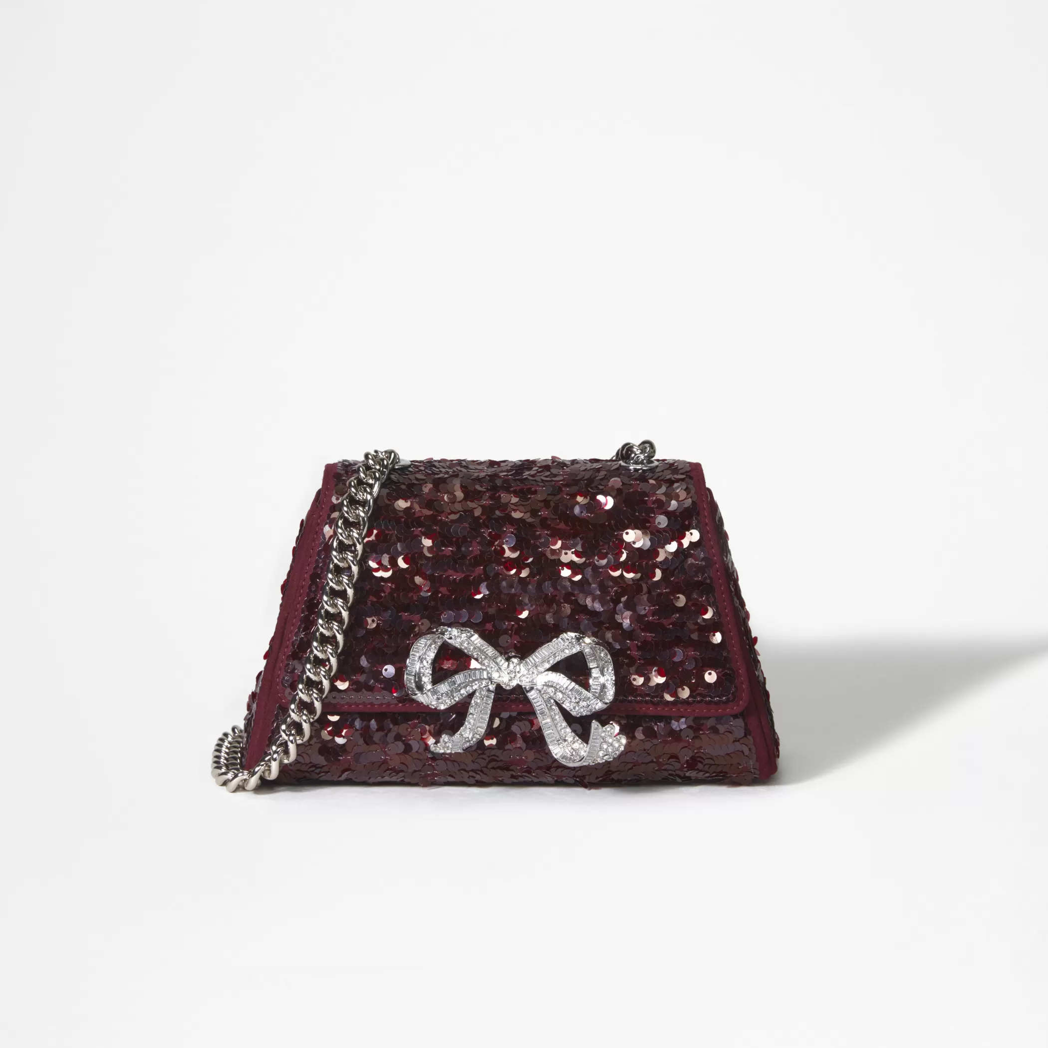 Self-Portrait > Red Sequin Bow Mini Shoulder Bag