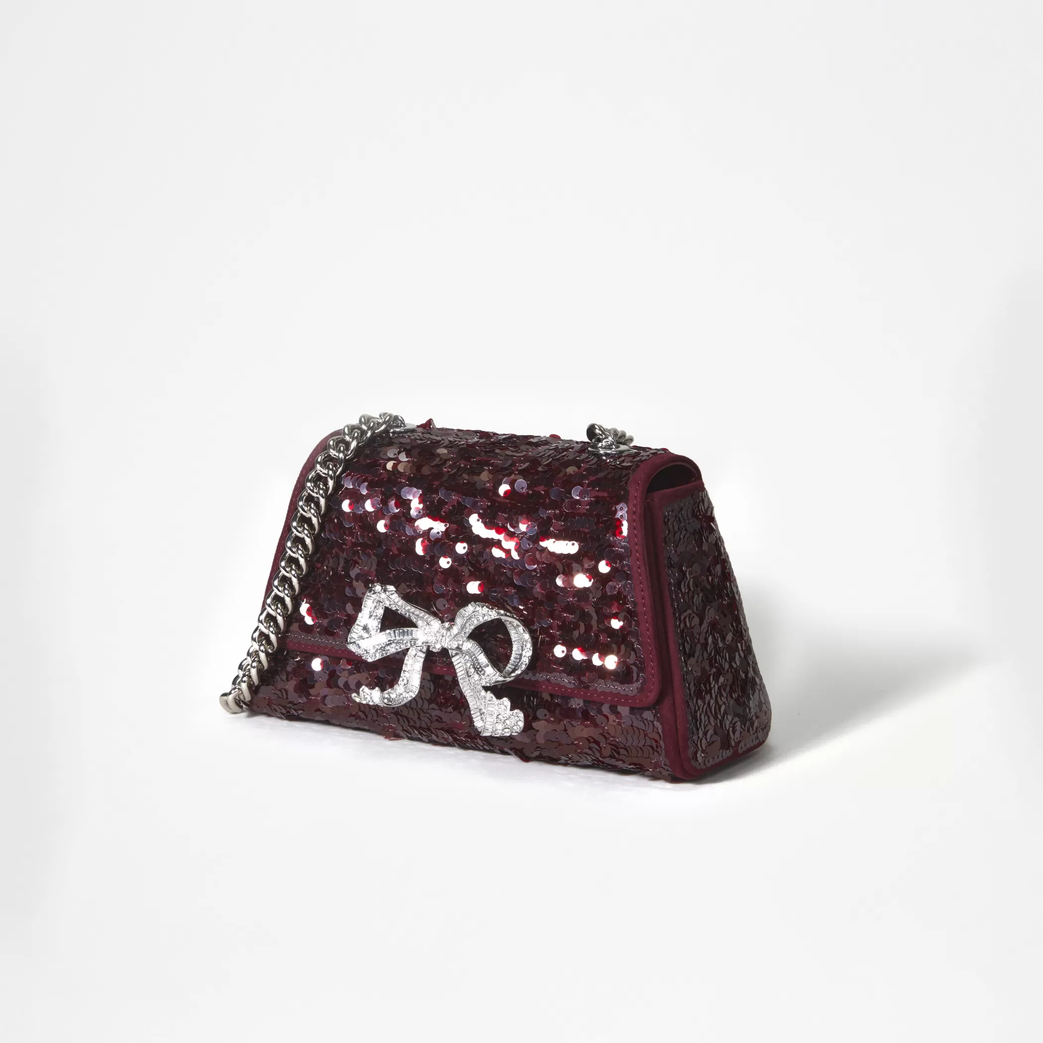 Self-Portrait > Red Sequin Bow Mini Shoulder Bag