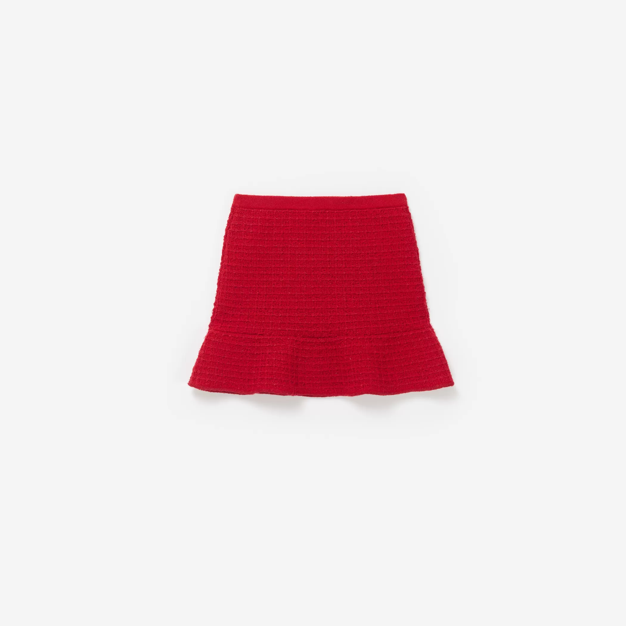 Self-Portrait > Red Textured Knit Skirt