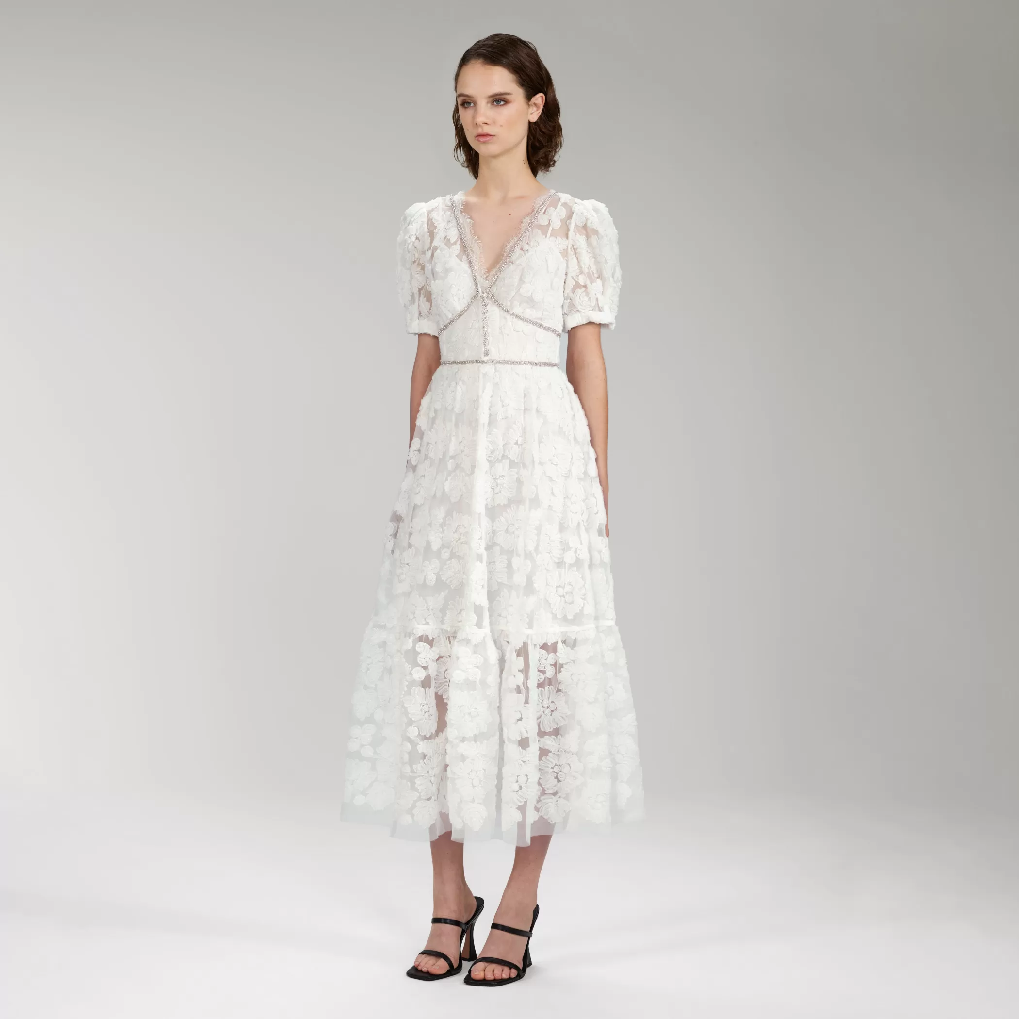 Self-Portrait > Ribbon Lace Midi Dress