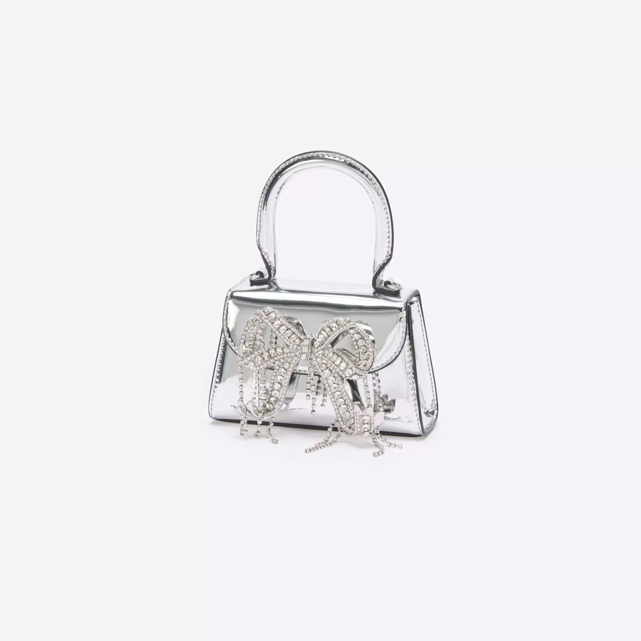 Self-Portrait > Silver Metallic Micro Embellished Bow Bag