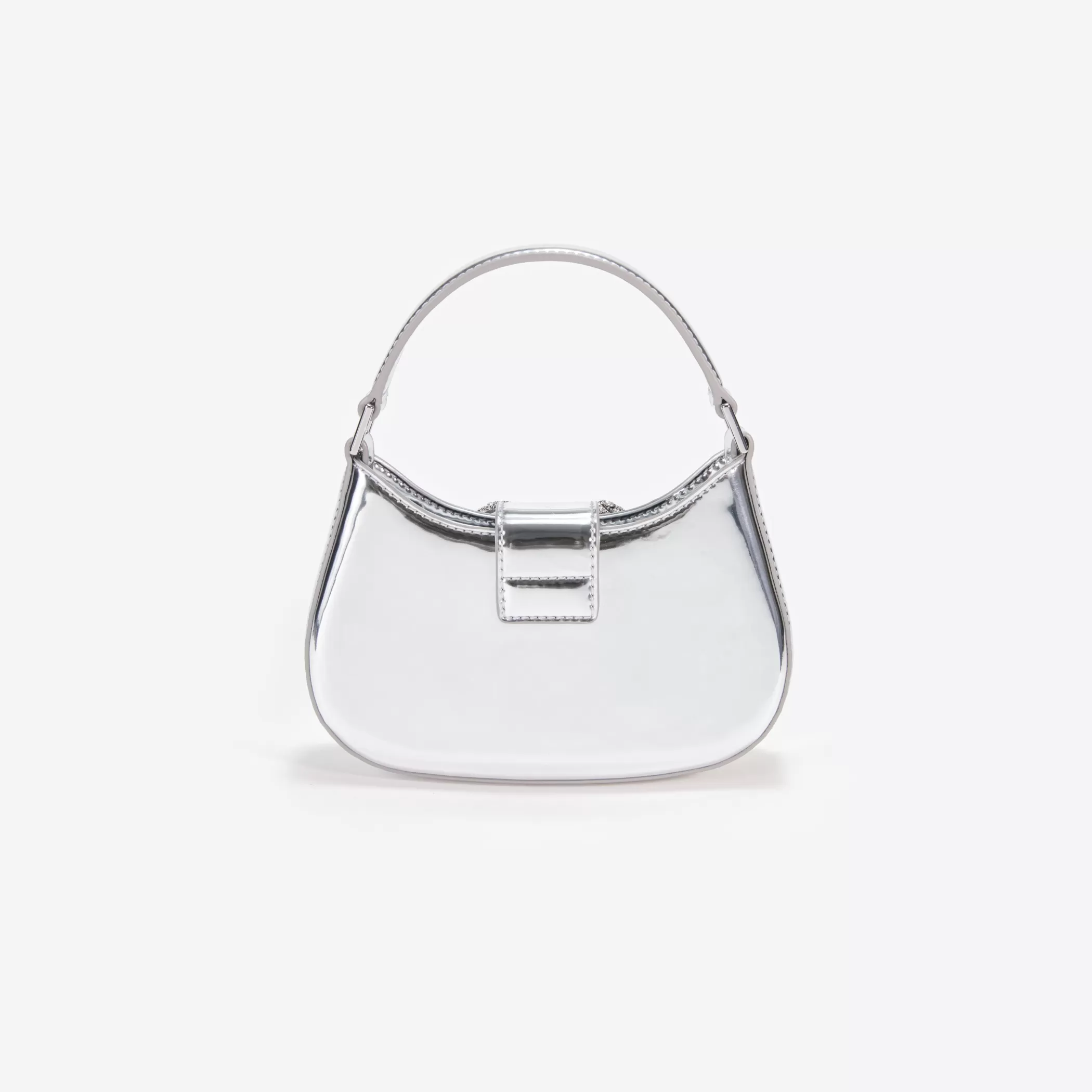 Self-Portrait > Silver Metallic Micro Embellished Crescent Bag