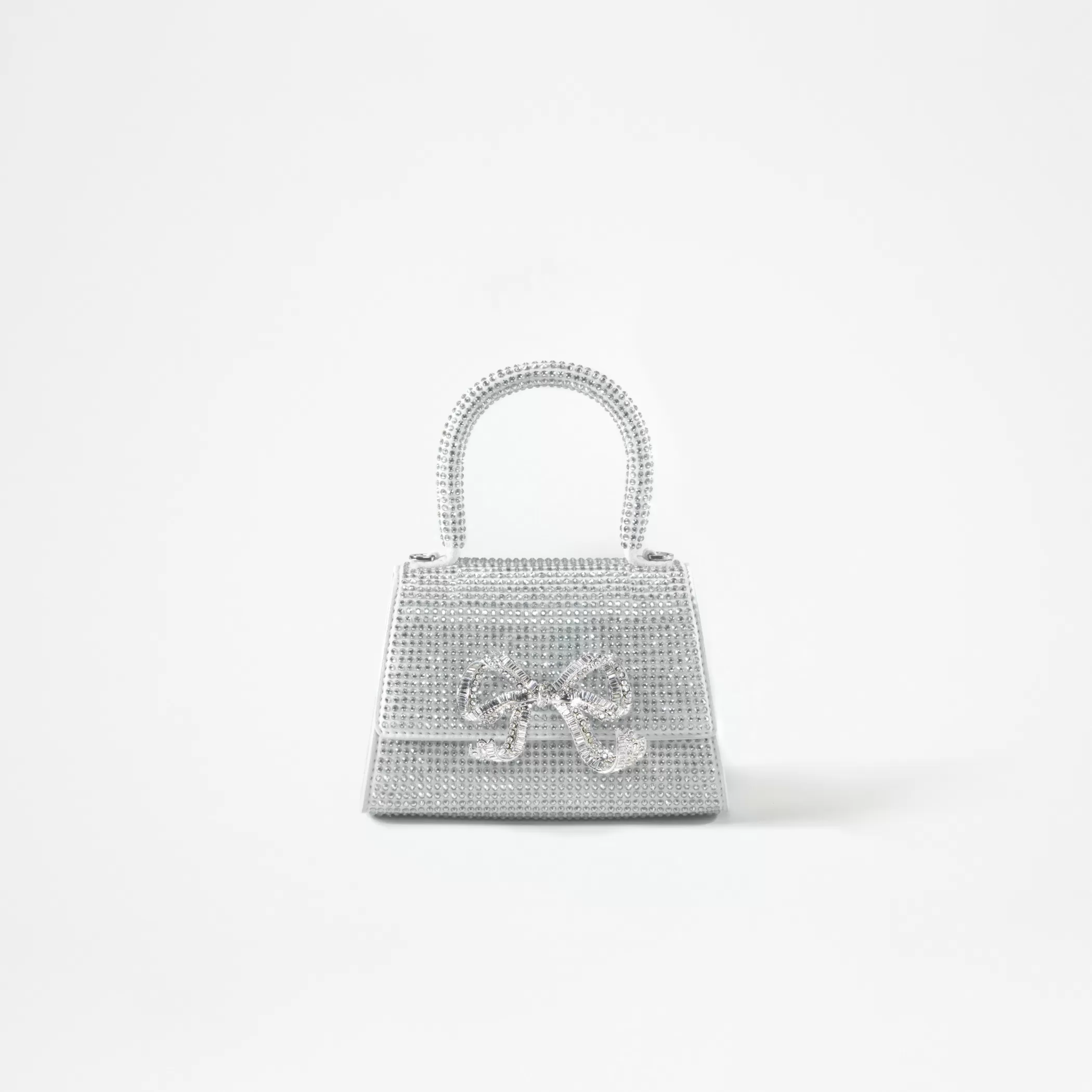 Self-Portrait > Silver Rhinestone Bow Micro Bag